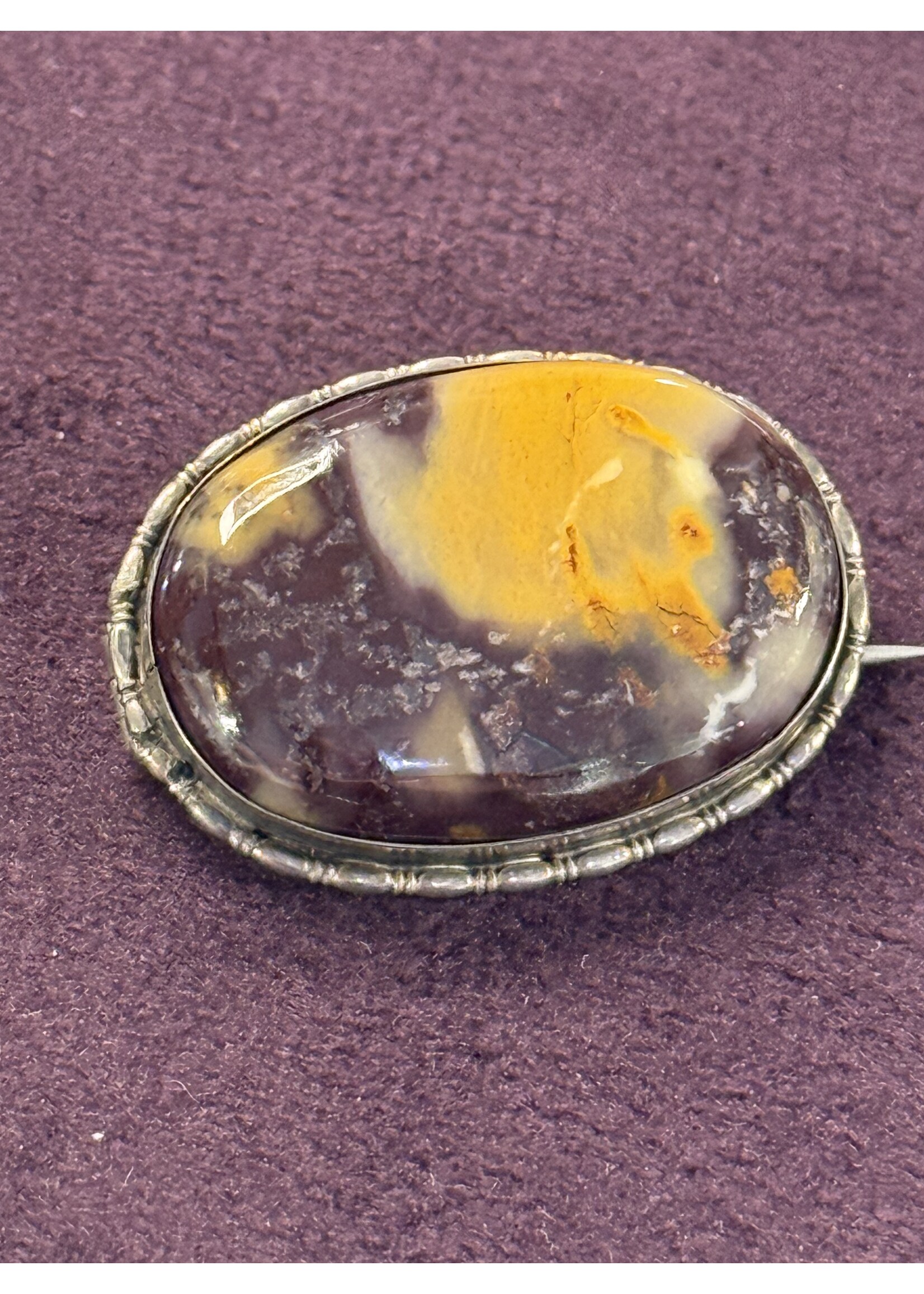 Vintage & Occasion Occasion zilveren broche met mookaiet steen