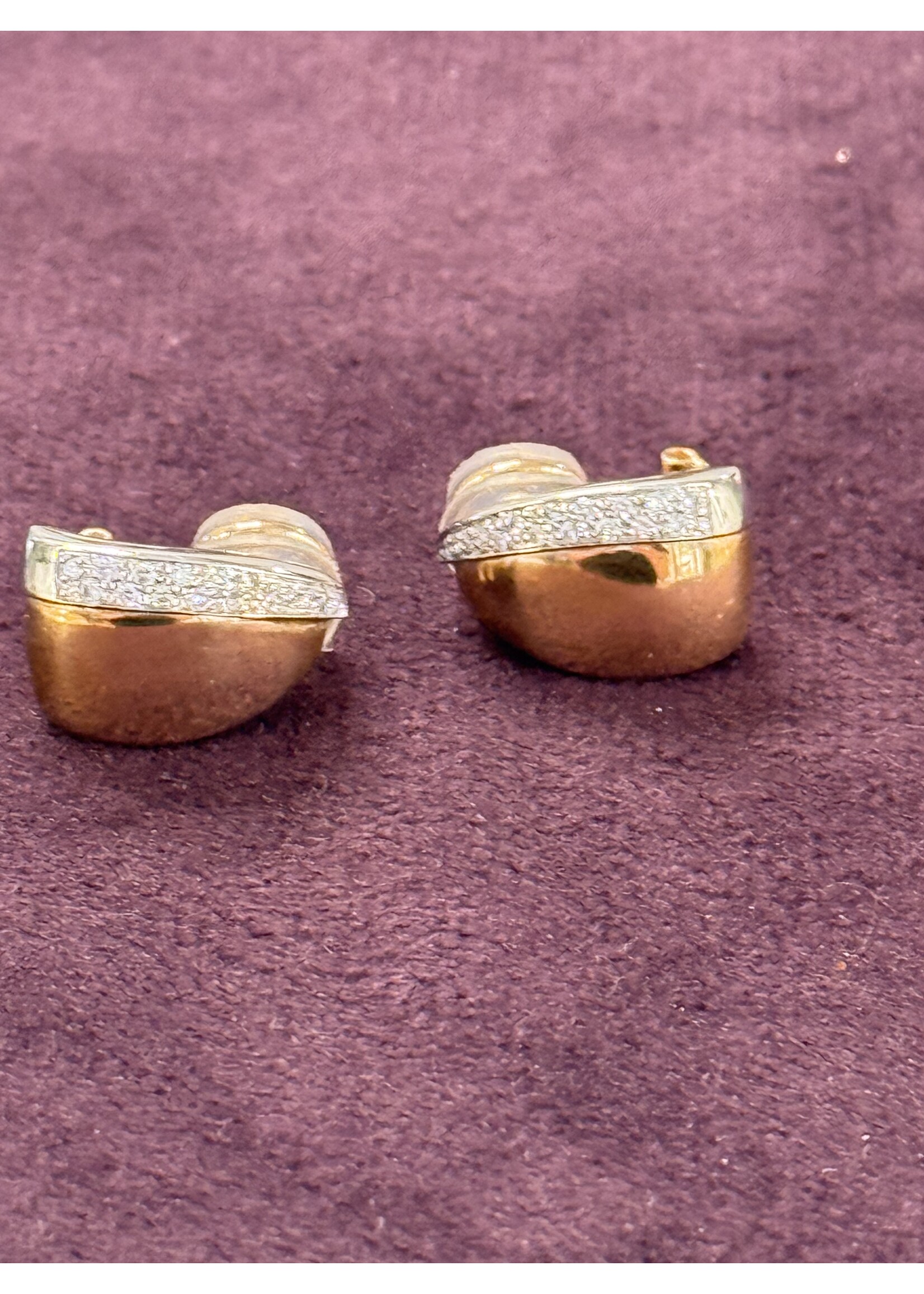 Vintage & Occasion Rosegouden oorbellen met briljant 18k