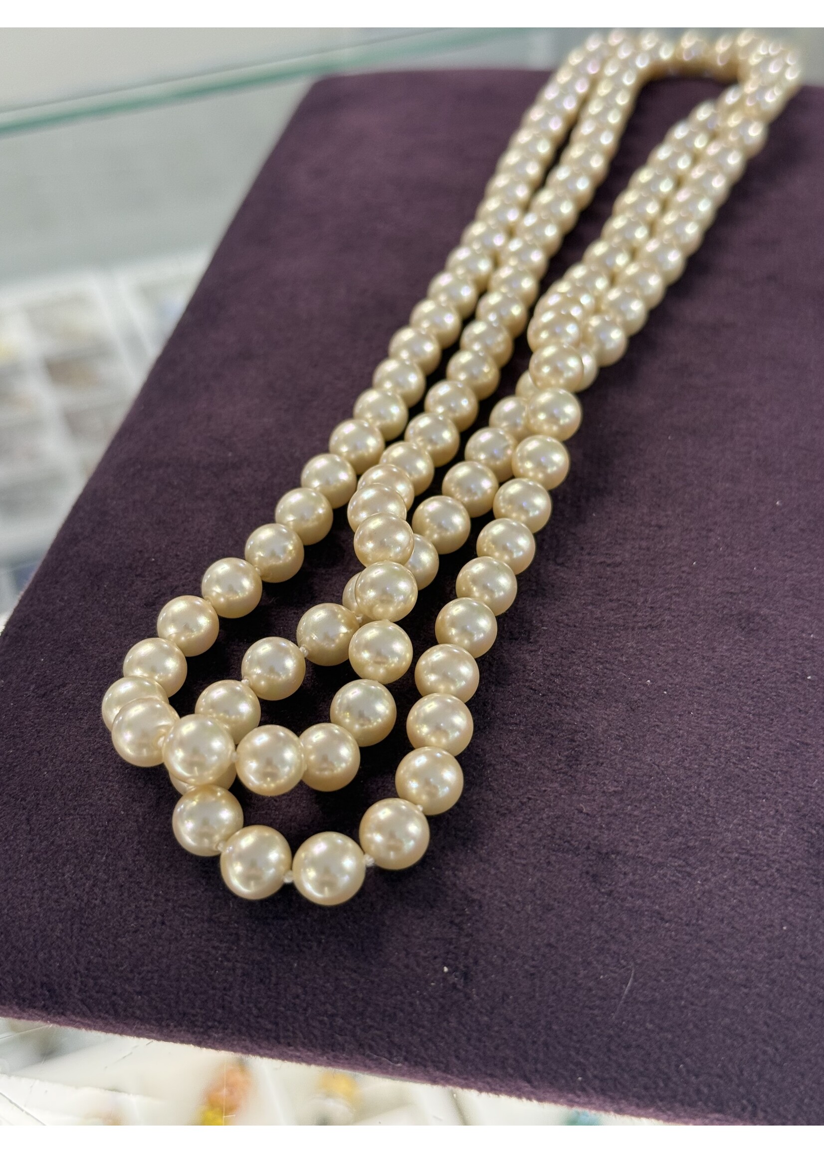 Vintage & Occasion Occasion lang geknoopt parelcollier zonder sluiting 100cm