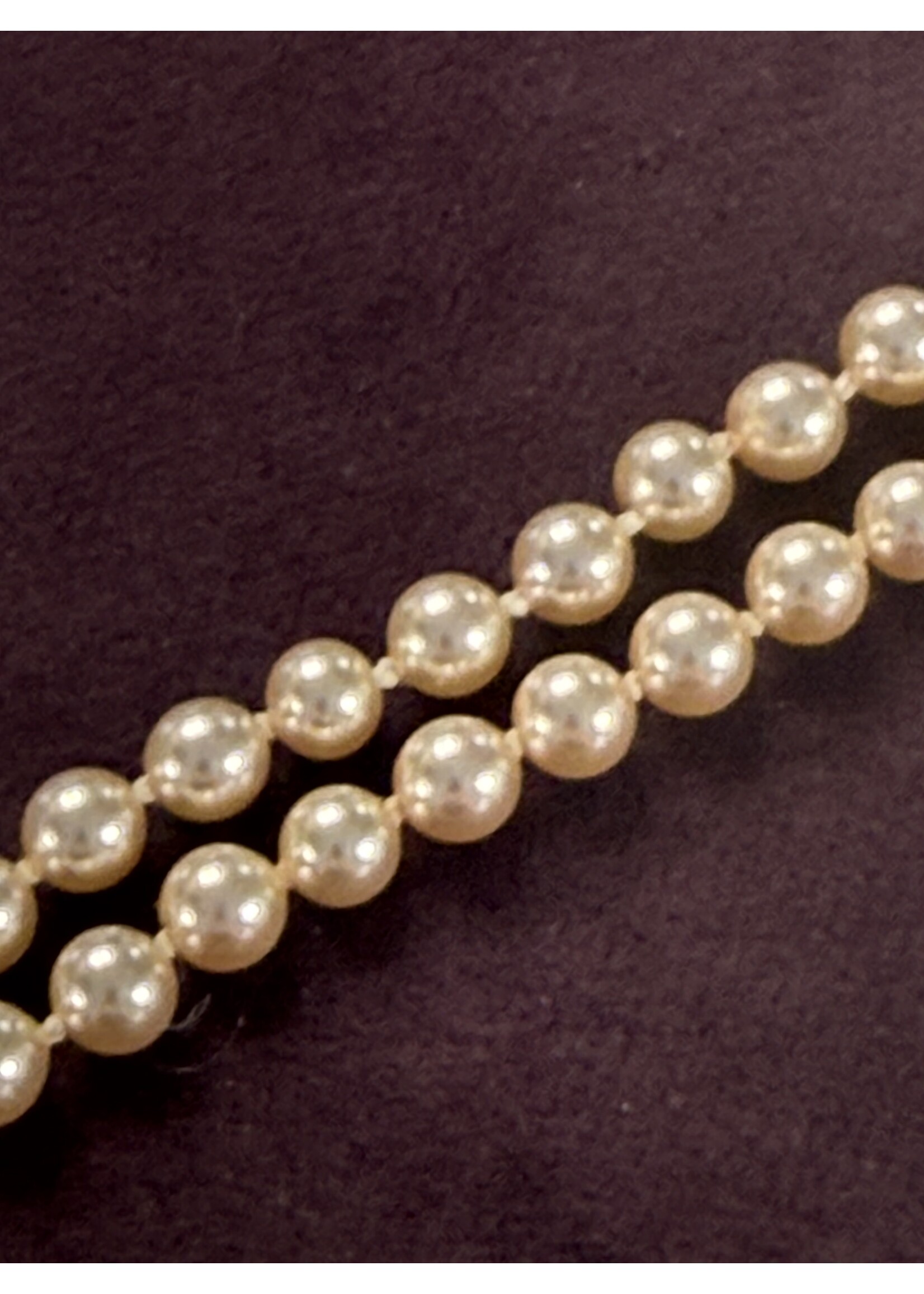 Vintage & Occasion Occasion lang geknoopt parelcollier zonder sluiting 100cm