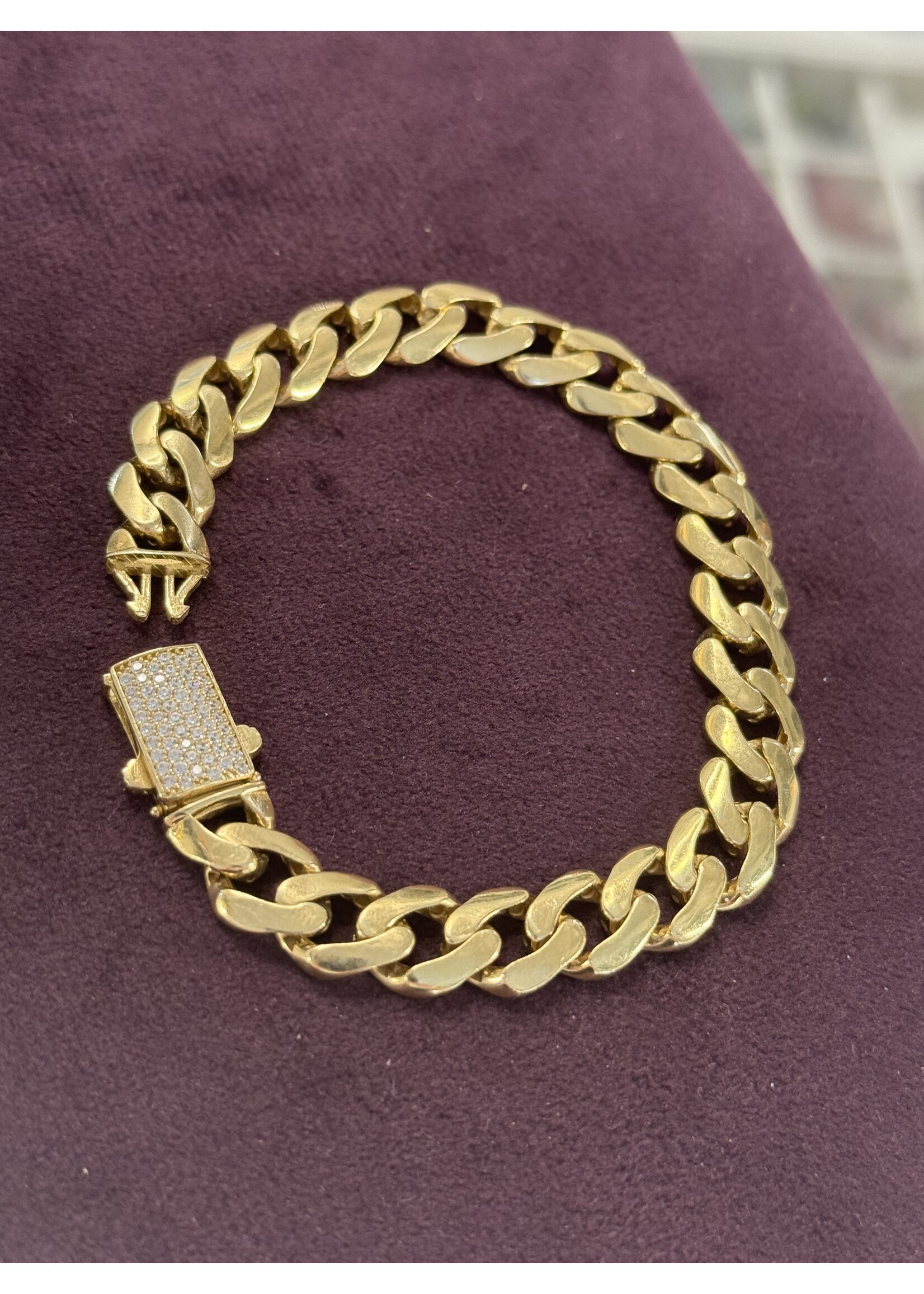 Vintage & Occasion Geelgouden 14 k  grove gourmet armband met zirkonia