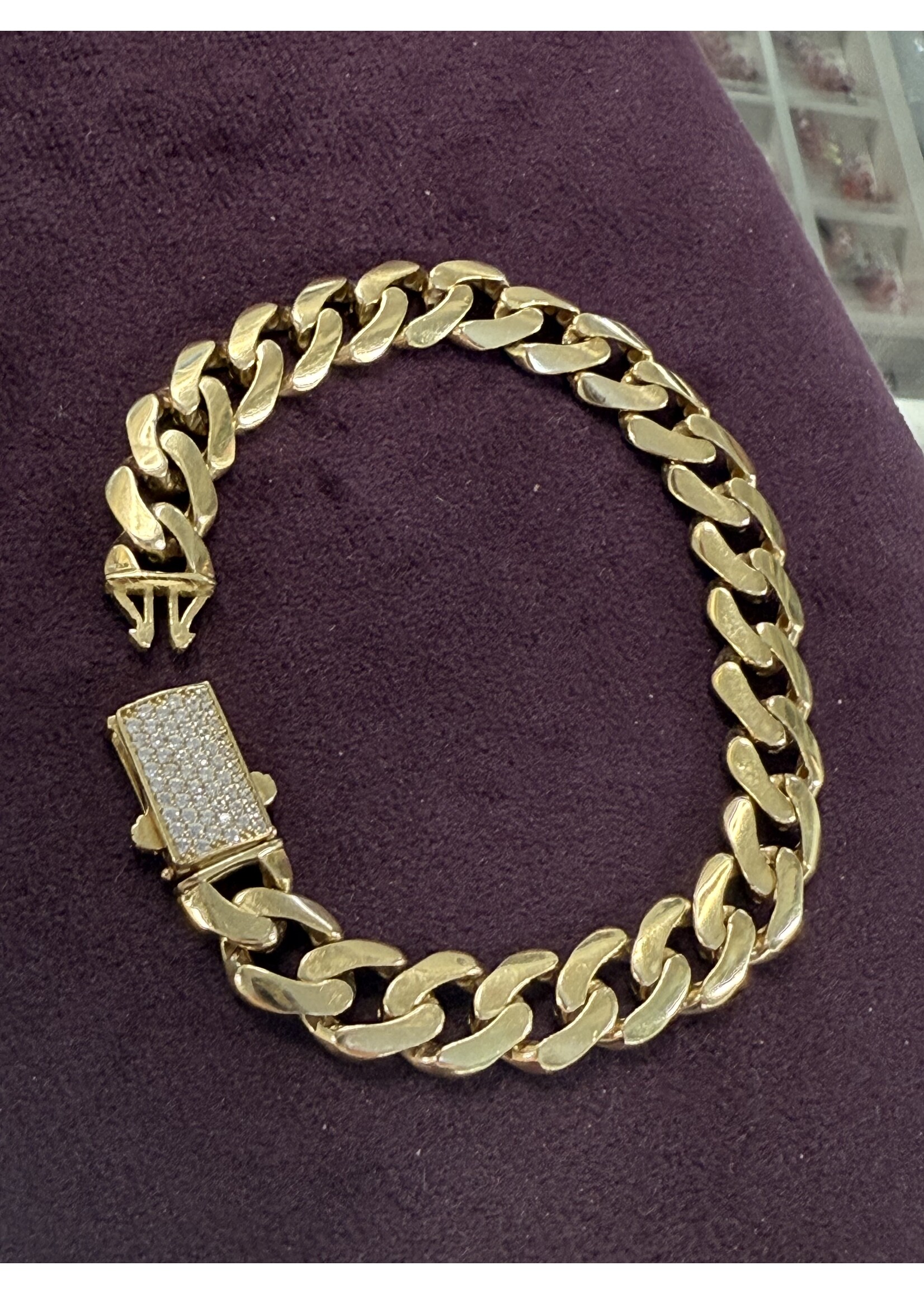 Vintage & Occasion Geelgouden 14 k  grove gourmet armband met zirkonia