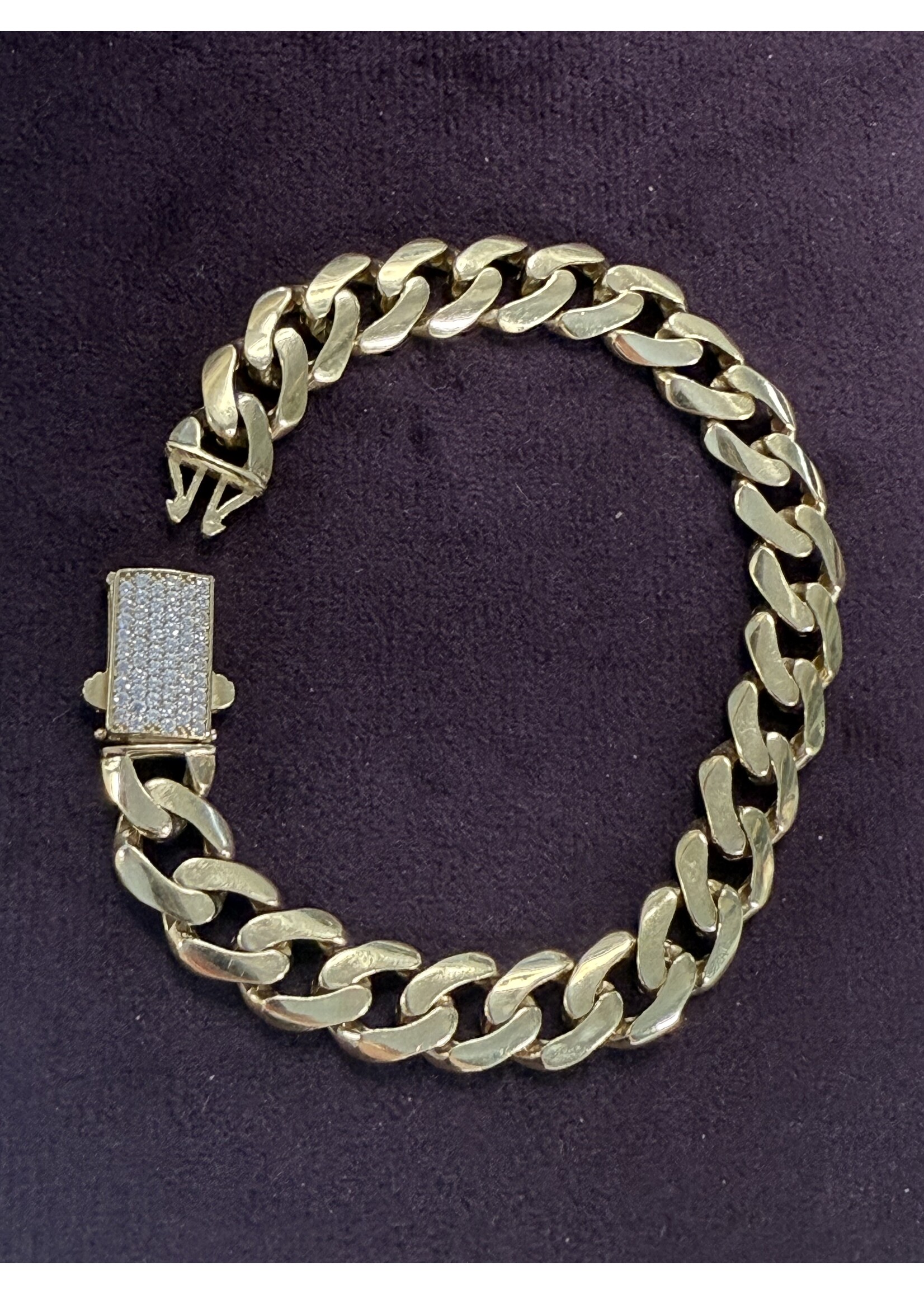 Vintage & Occasion Geelgouden 14 k  grove gourmet armband met zirkonia