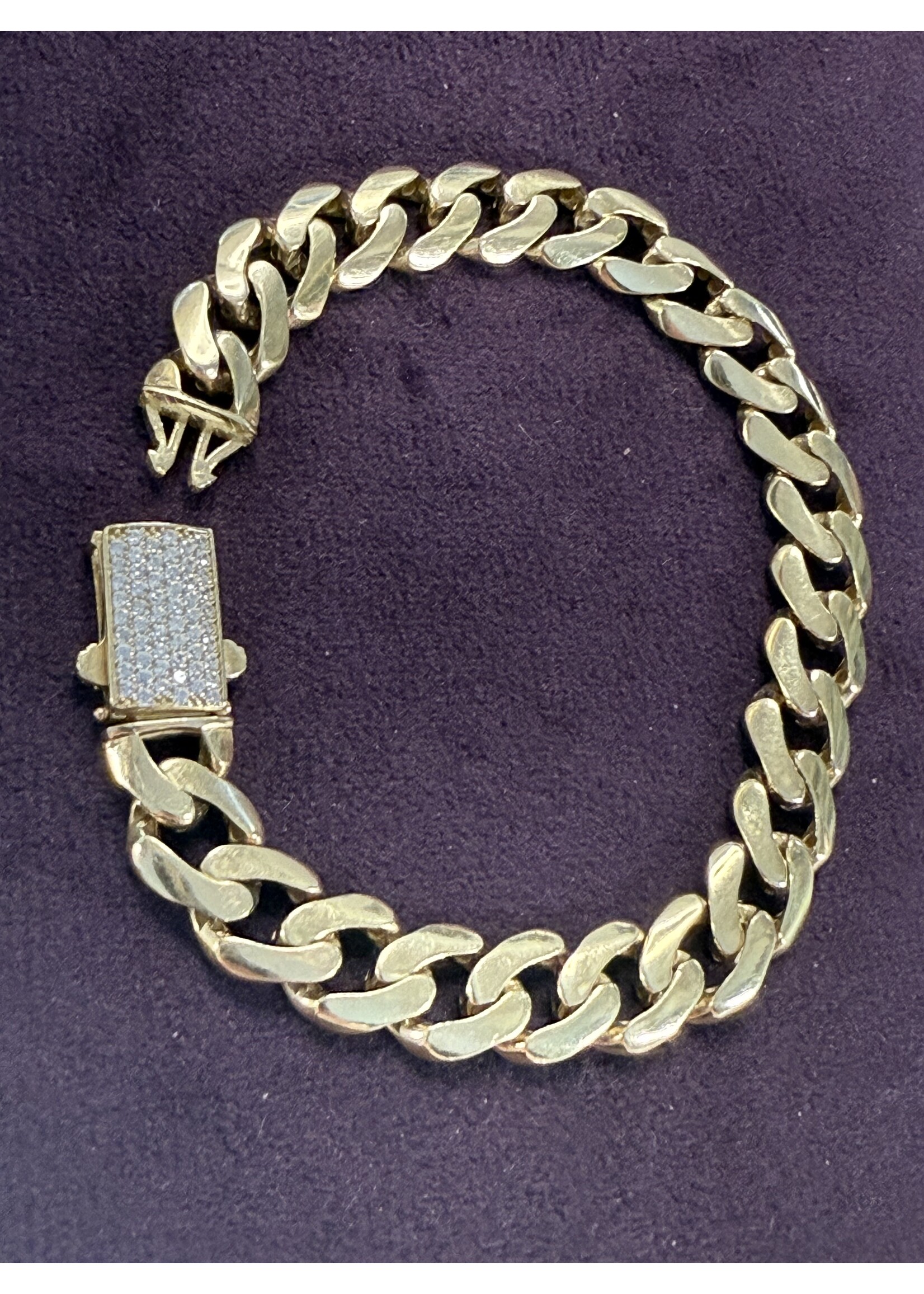 Vintage & Occasion Geelgouden 14 k  grove gourmet armband met zirkonia