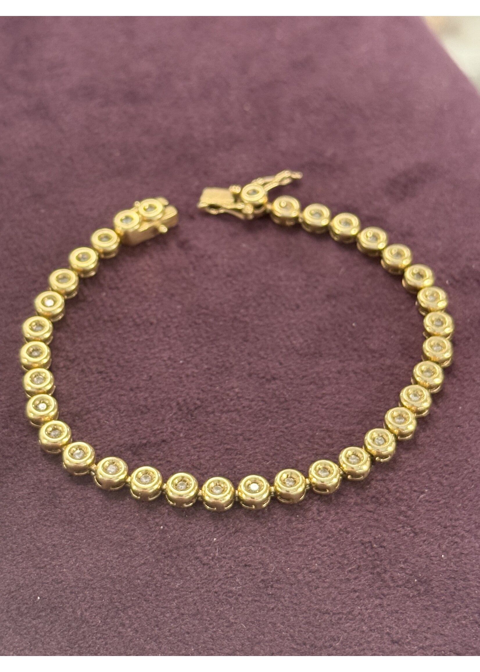 Vintage & Occasion Tennisarmband 14k. met 0.33ct briljant in geelgouden armband - lengte 19cm
