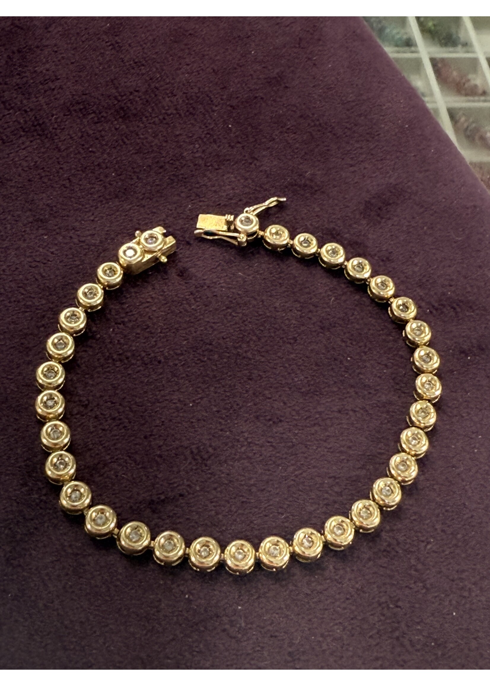 Vintage & Occasion Tennisarmband 14k. met 0.33ct briljant in geelgouden armband - lengte 19cm
