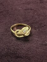 Vintage & Occasion Geelgouden 14 k ring met slang ingezet met zirkonia  - maat 19