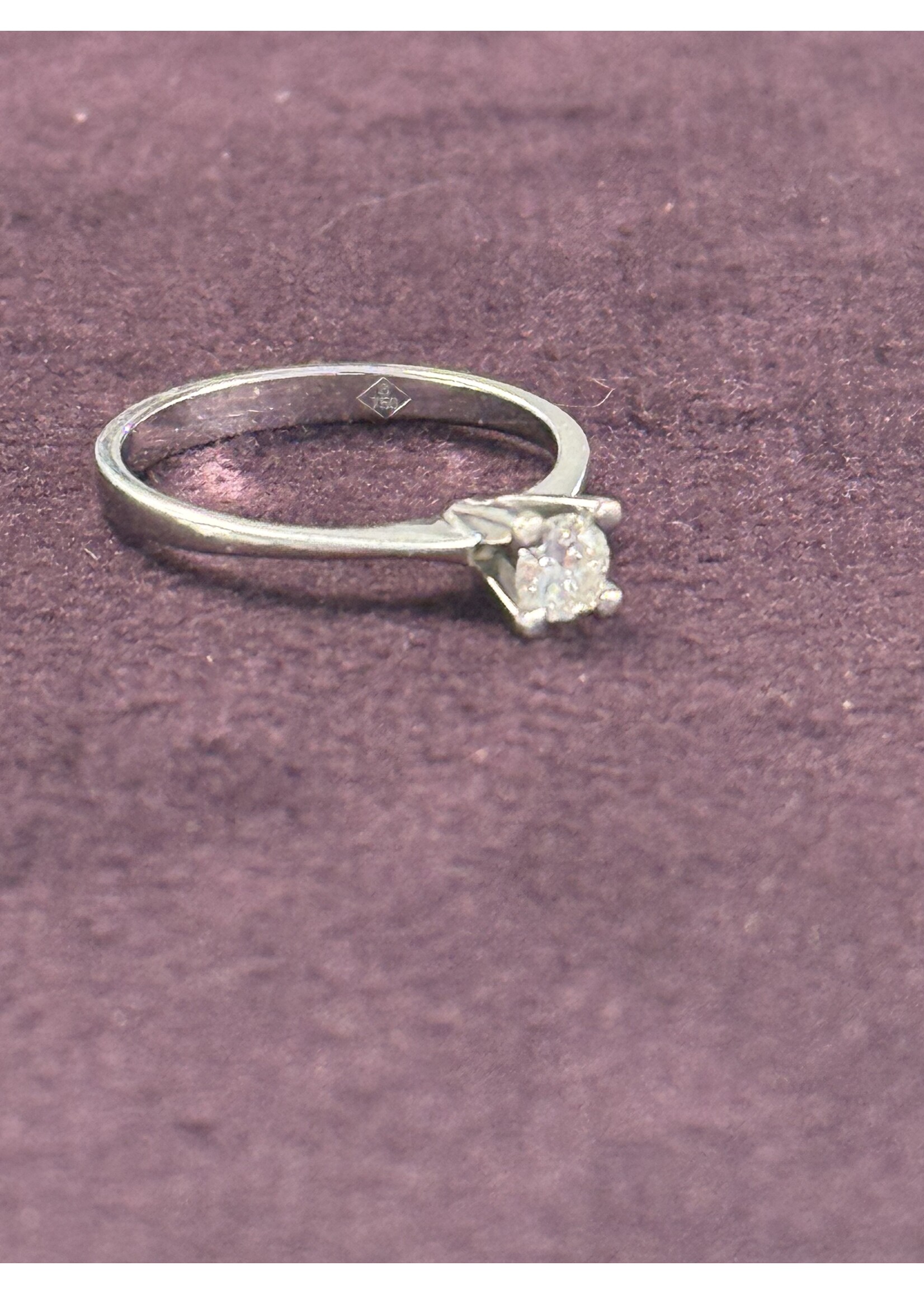 Vintage & Occasion Witgouden ring solitair met 0.25 briljant - maat 17