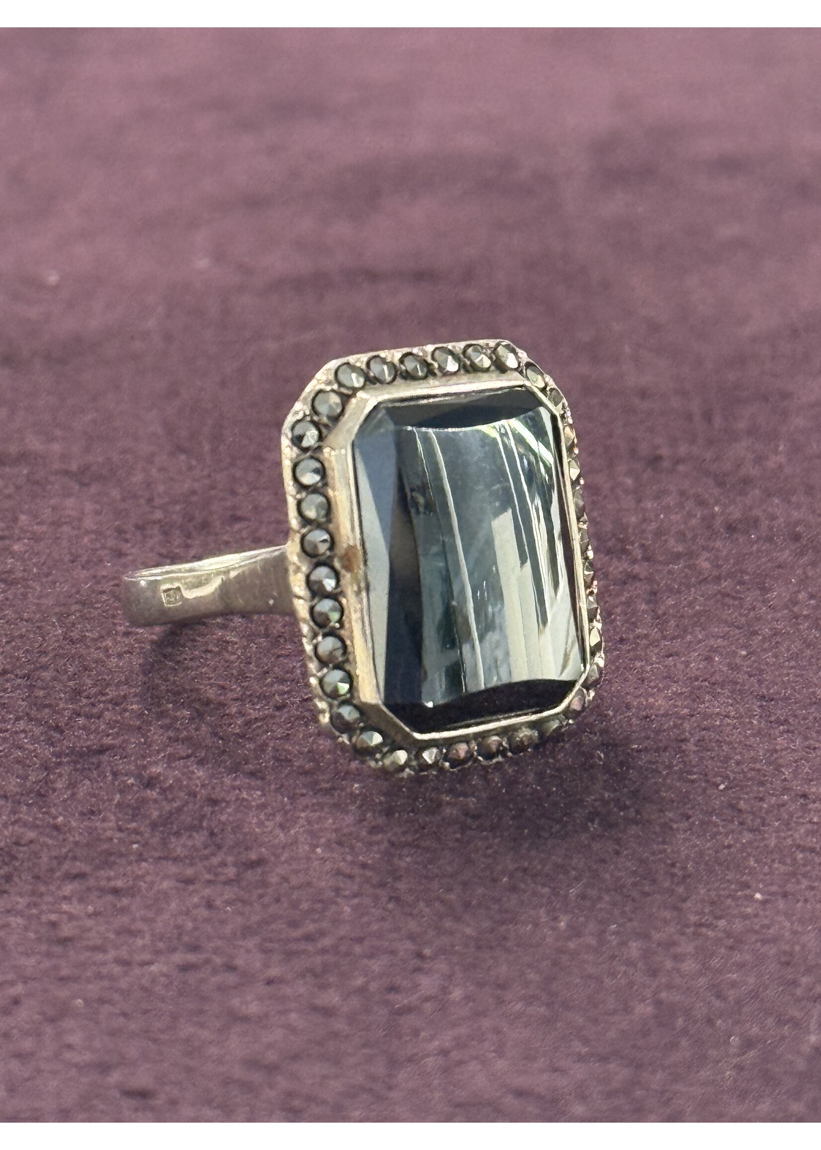 Vintage & Occasion Zilveren vintage ring met markasiet - maat 18