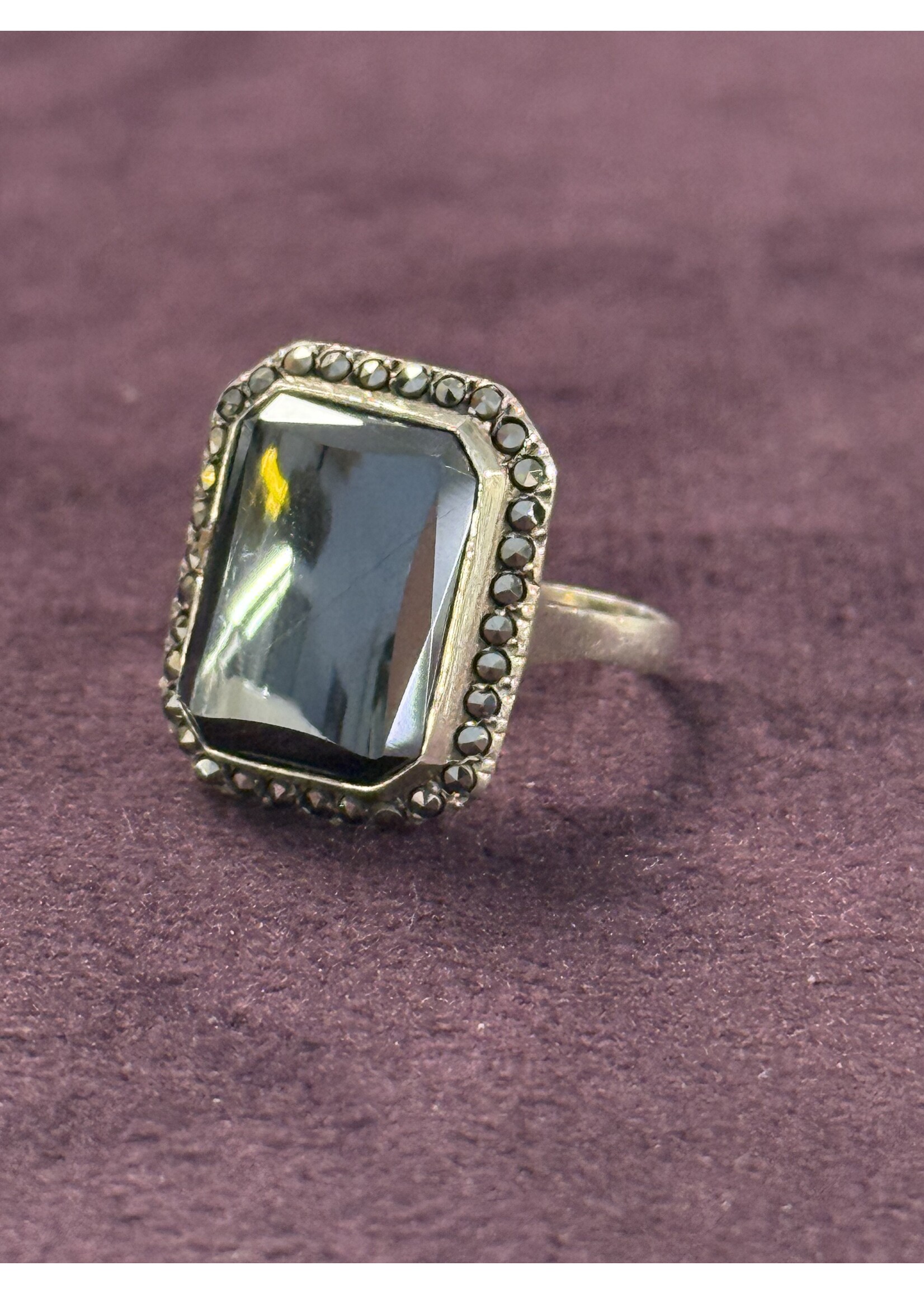 Vintage & Occasion Zilveren vintage ring met markasiet - maat 18