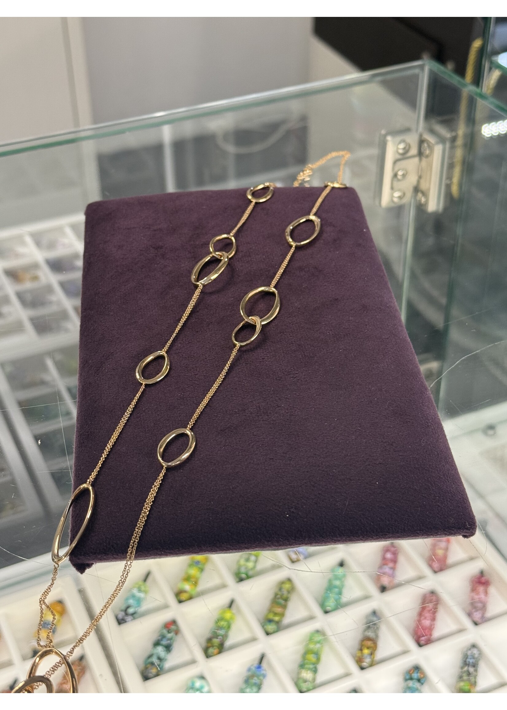 Vintage & Occasion Occasion rosegouden collier met grote schakels - lengte 90 cm
