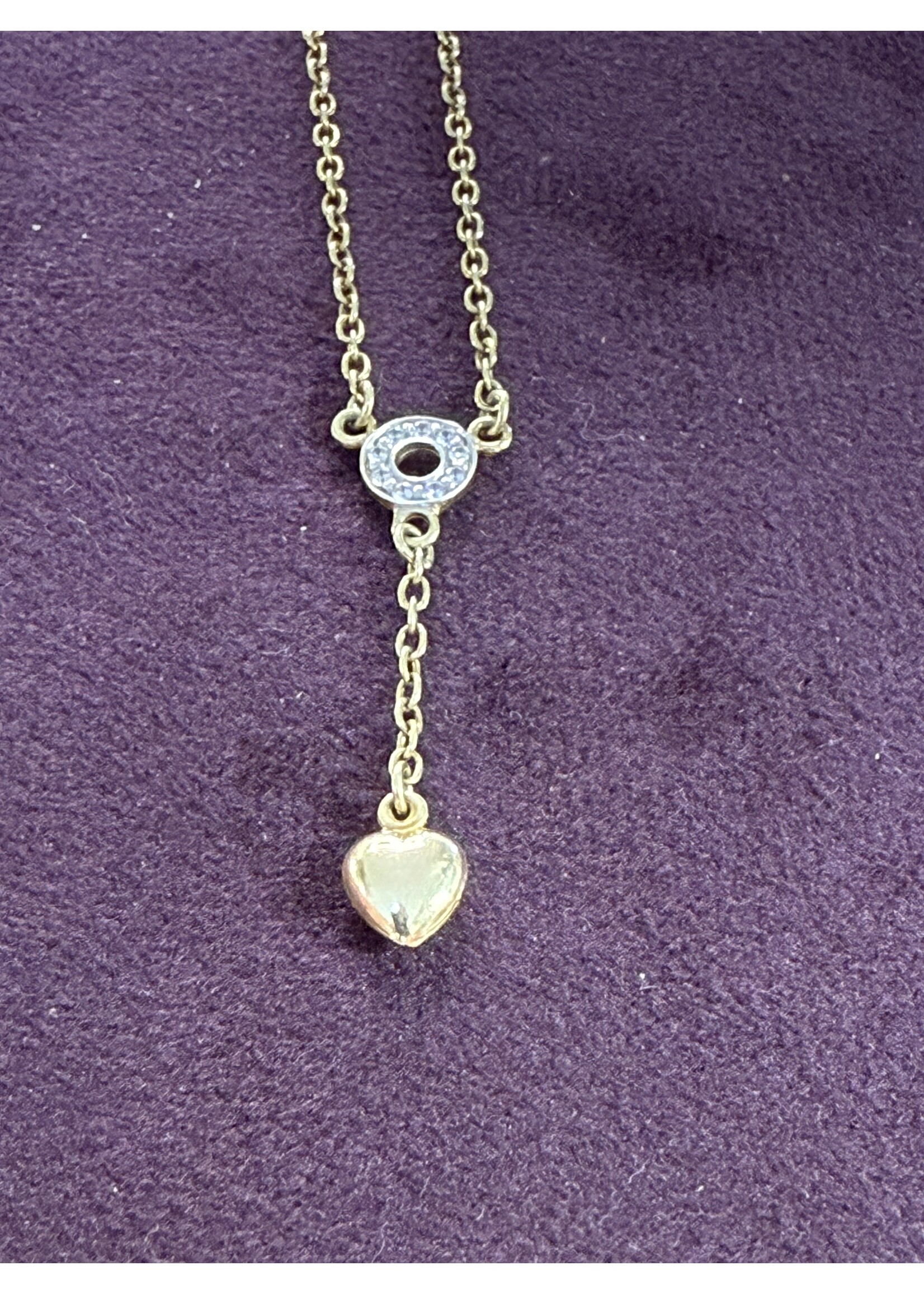 Vintage & Occasion Gouden 14k  collier met hartje. met zirkonia