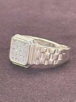 Cataleya jewels Zilveren ring met zirkonia's in vierkant - maat 18.5