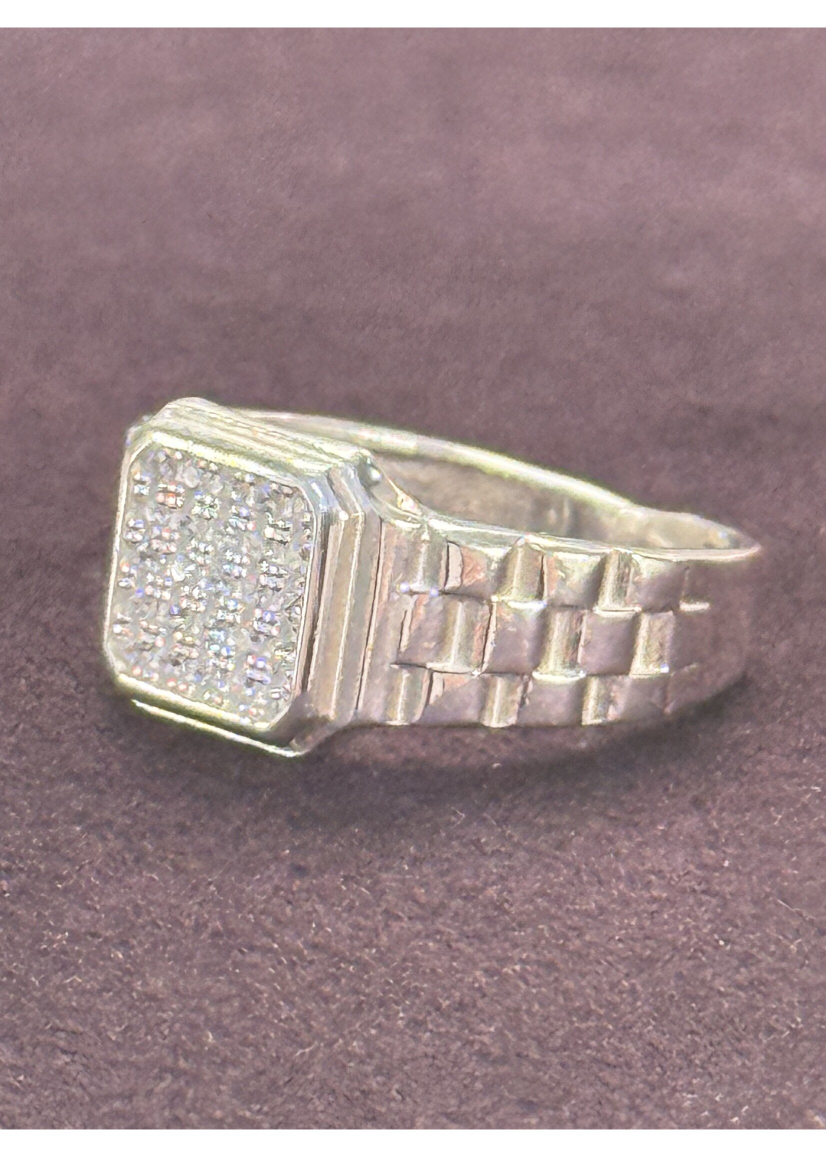 Cataleya jewels Zilveren ring met zirkonia's in vierkant - maat 18.5