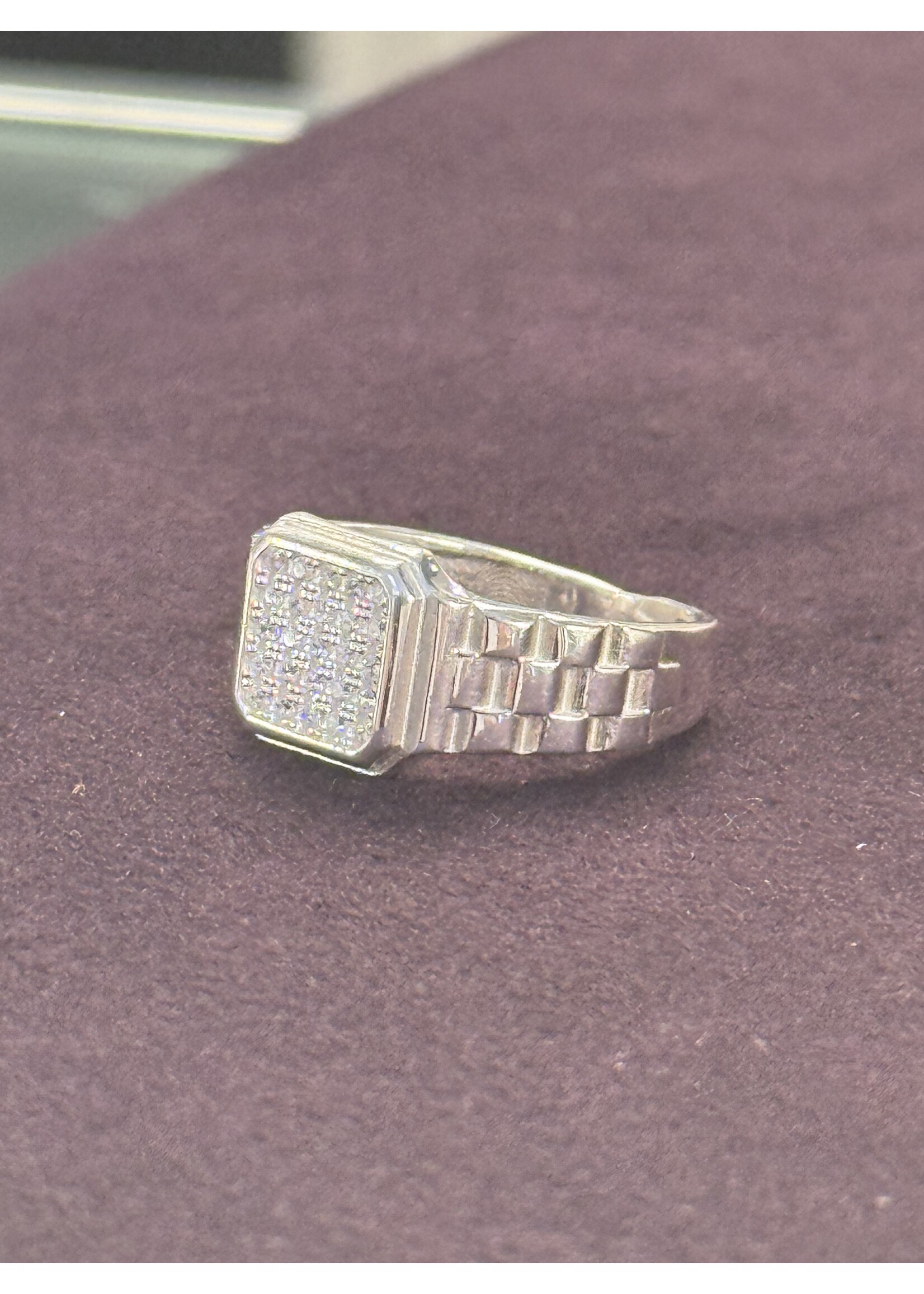 Cataleya jewels Zilveren ring met zirkonia's in vierkant - maat 18.5