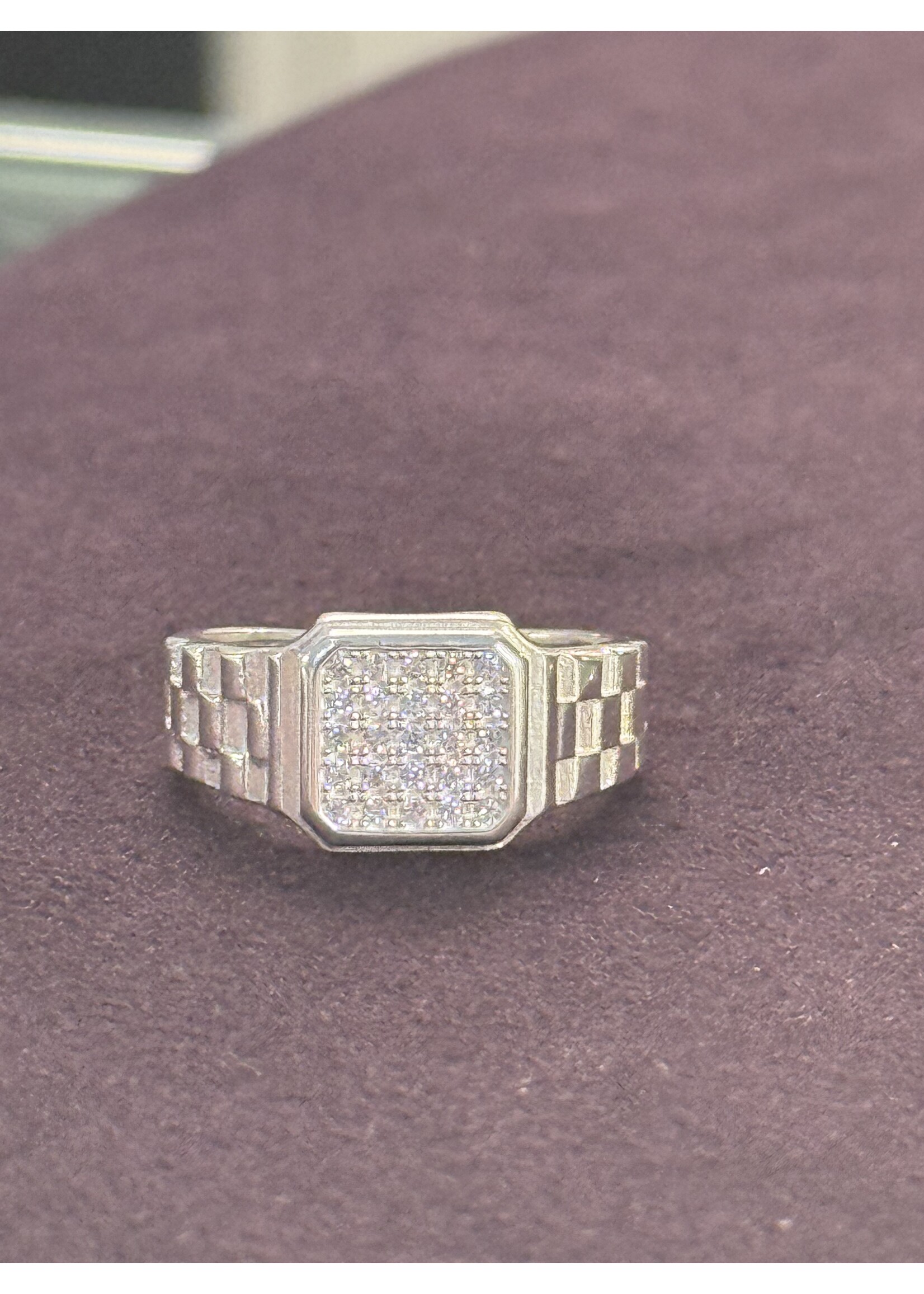 Cataleya jewels Zilveren ring met zirkonia's in vierkant - maat 18.5