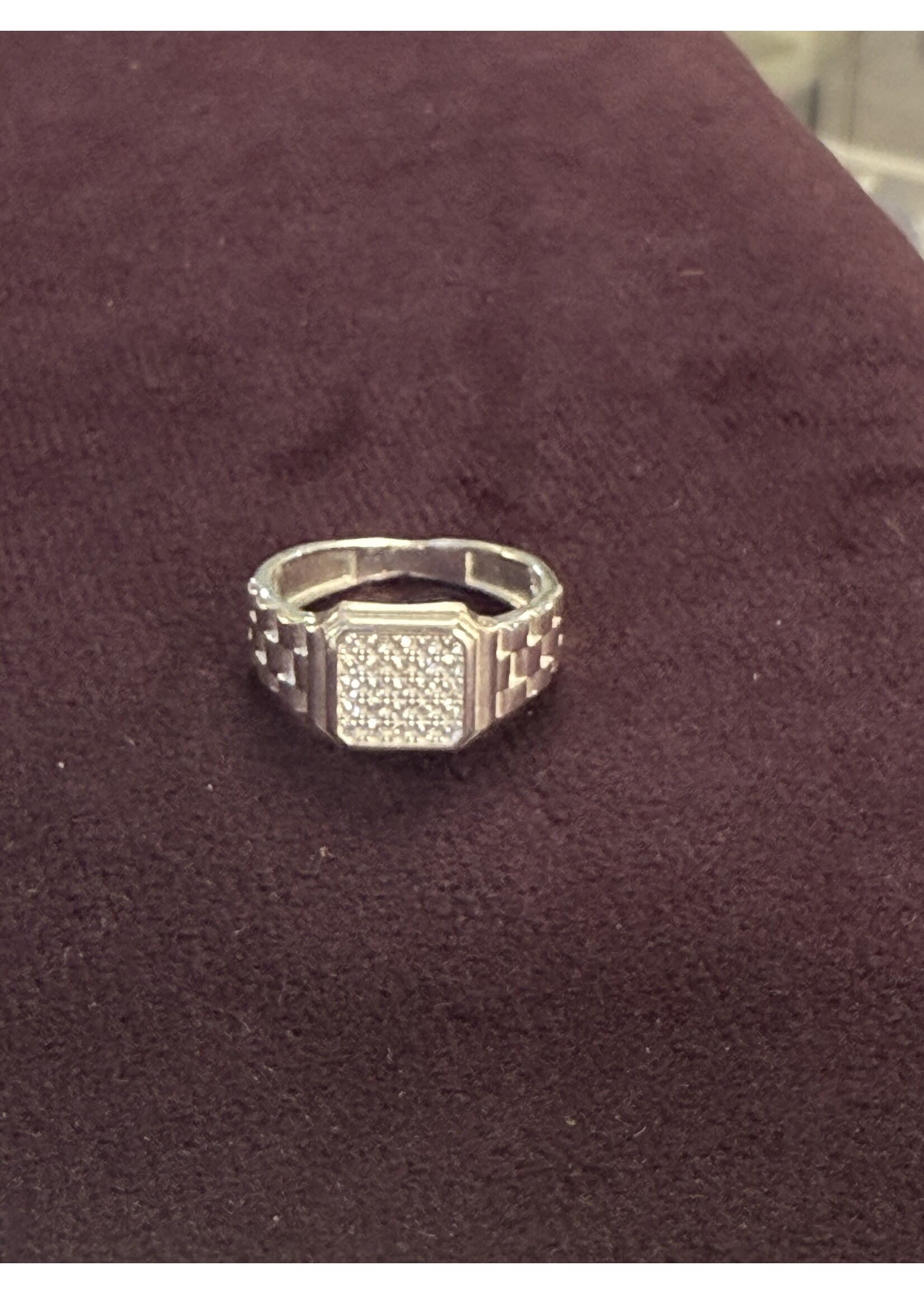 Cataleya jewels Zilveren ring met zirkonia's in vierkant - maat 18.5