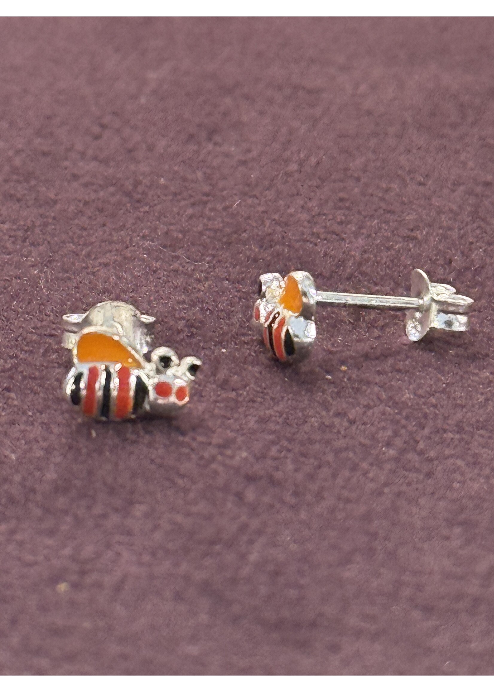 Cataleya jewels Zilveren Oorknoppen - Bijtje - Emaille