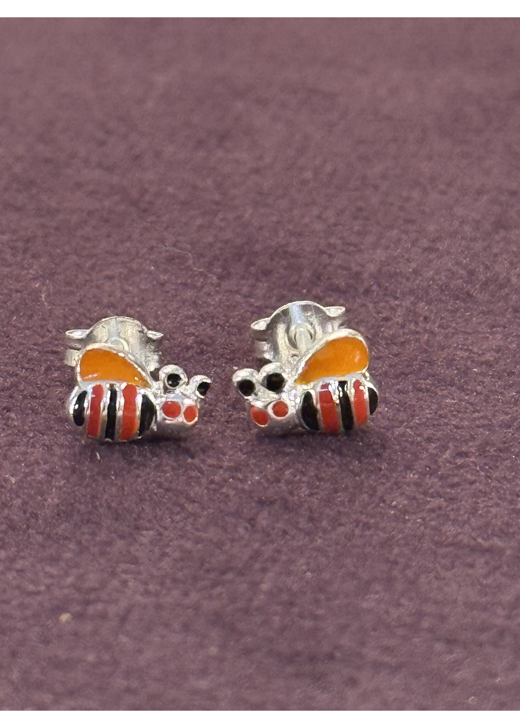 Cataleya jewels Zilveren Oorknoppen - Bijtje - Emaille