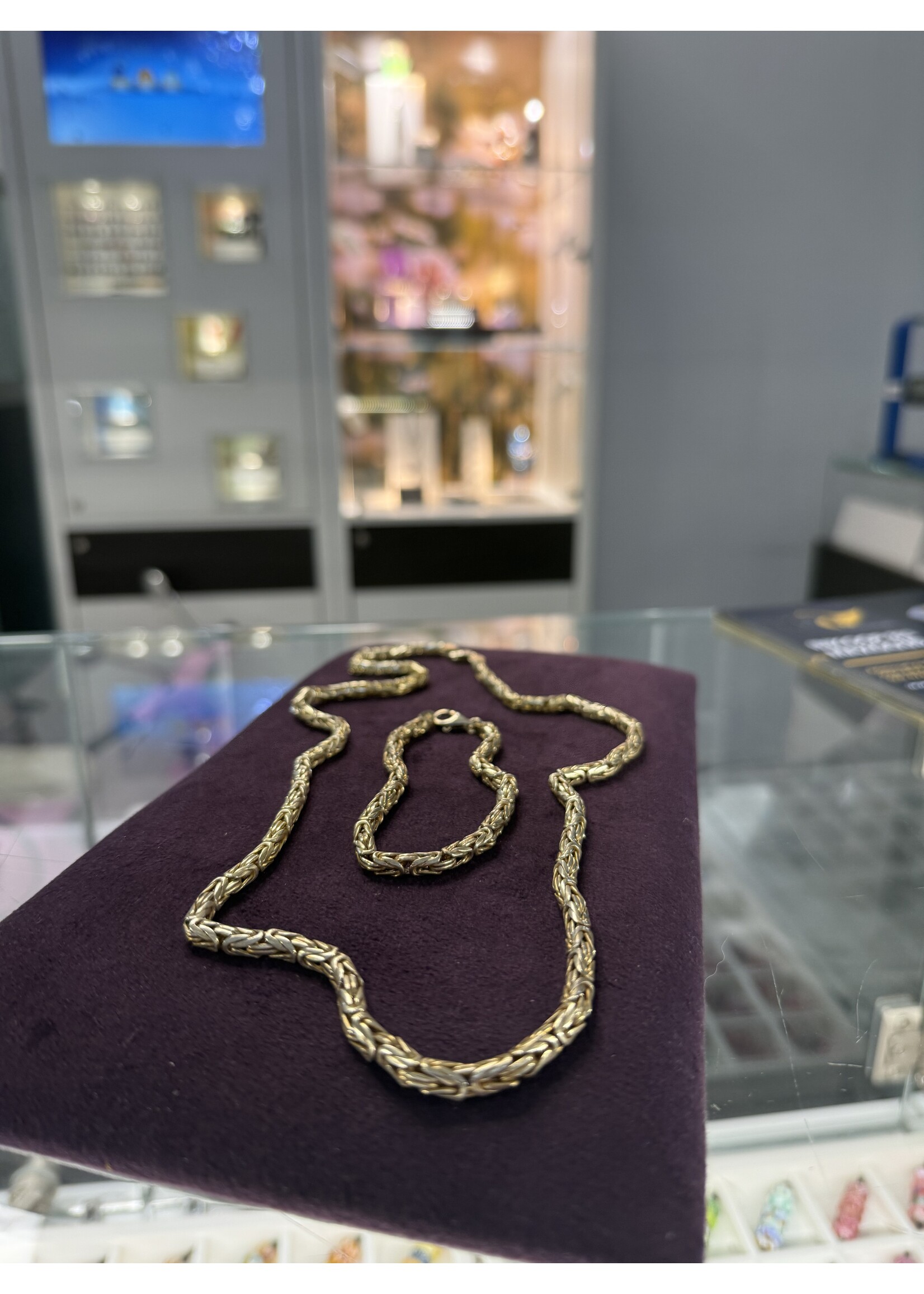 Vintage & Occasion Vintage zilveren goldplated set koningsschakel 60+21cm