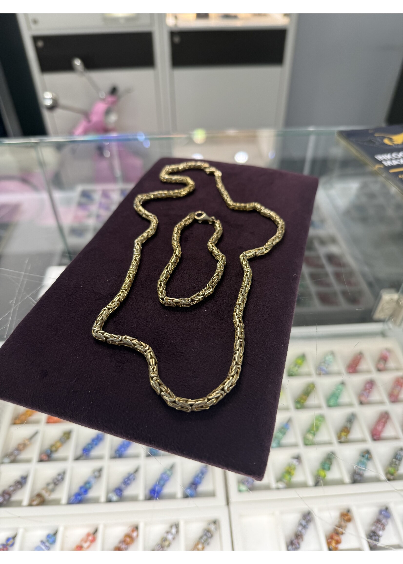 Vintage & Occasion Vintage zilveren goldplated set koningsschakel 60+21cm