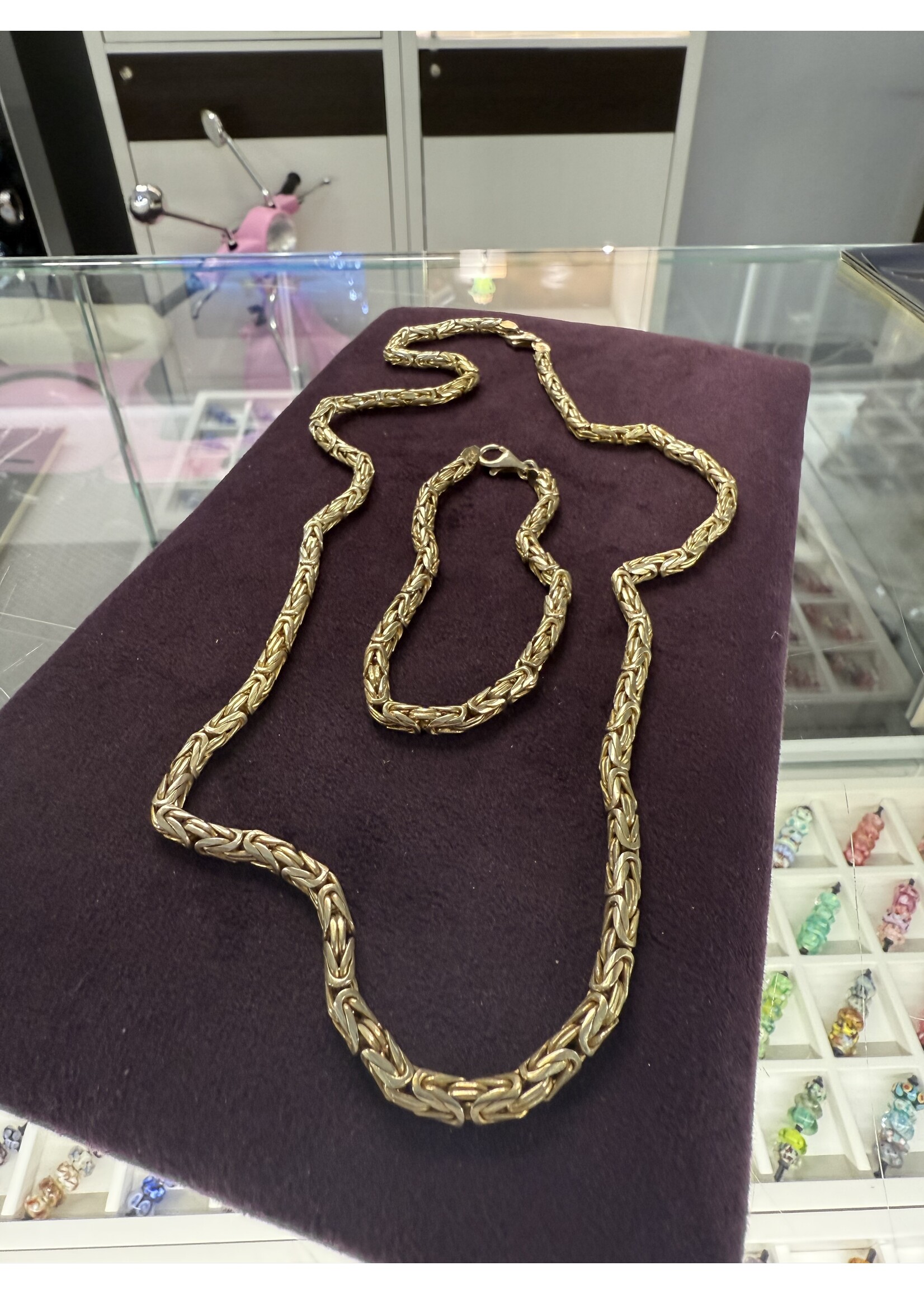 Vintage & Occasion Vintage zilveren goldplated set koningsschakel 60+21cm