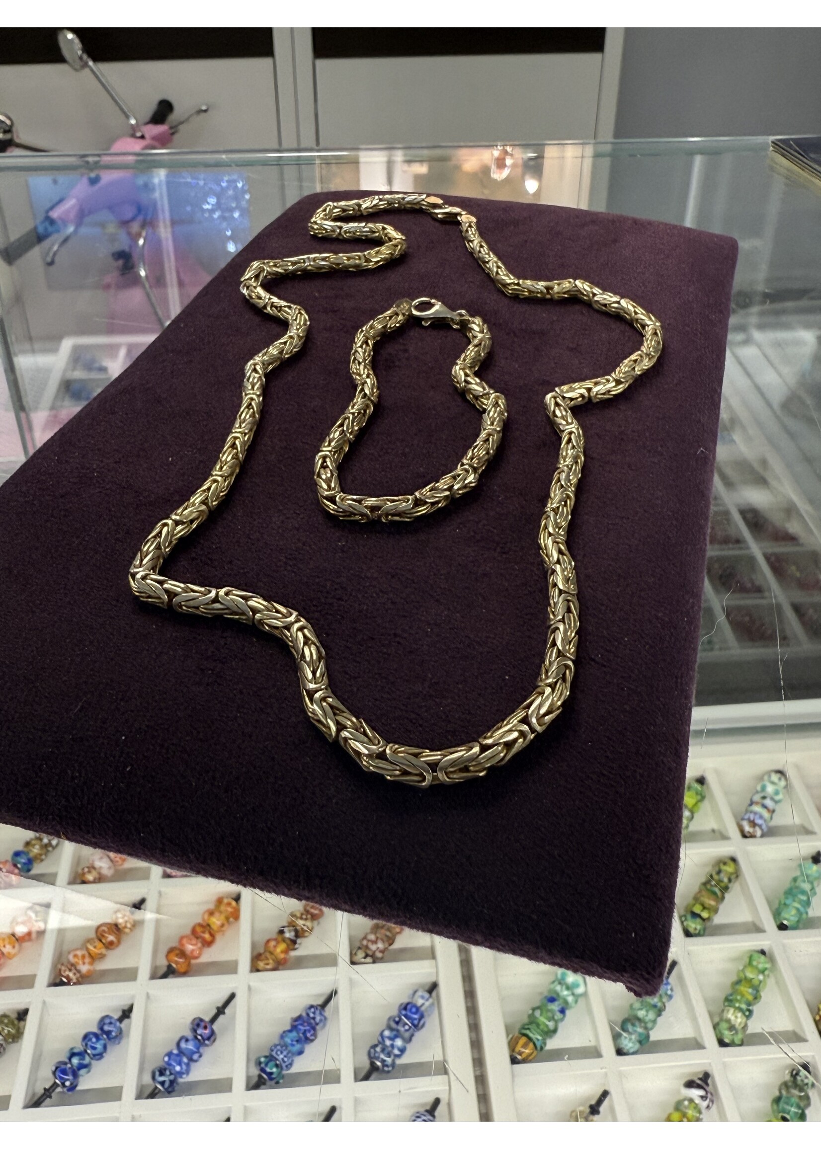 Vintage & Occasion Vintage zilveren goldplated set koningsschakel 60+21cm