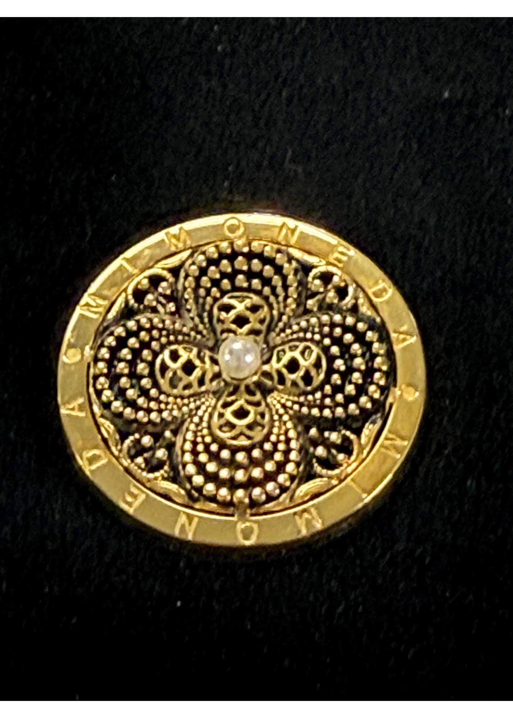 Mi moneda Mi Moneda munt M Flower goud/zwart/parel