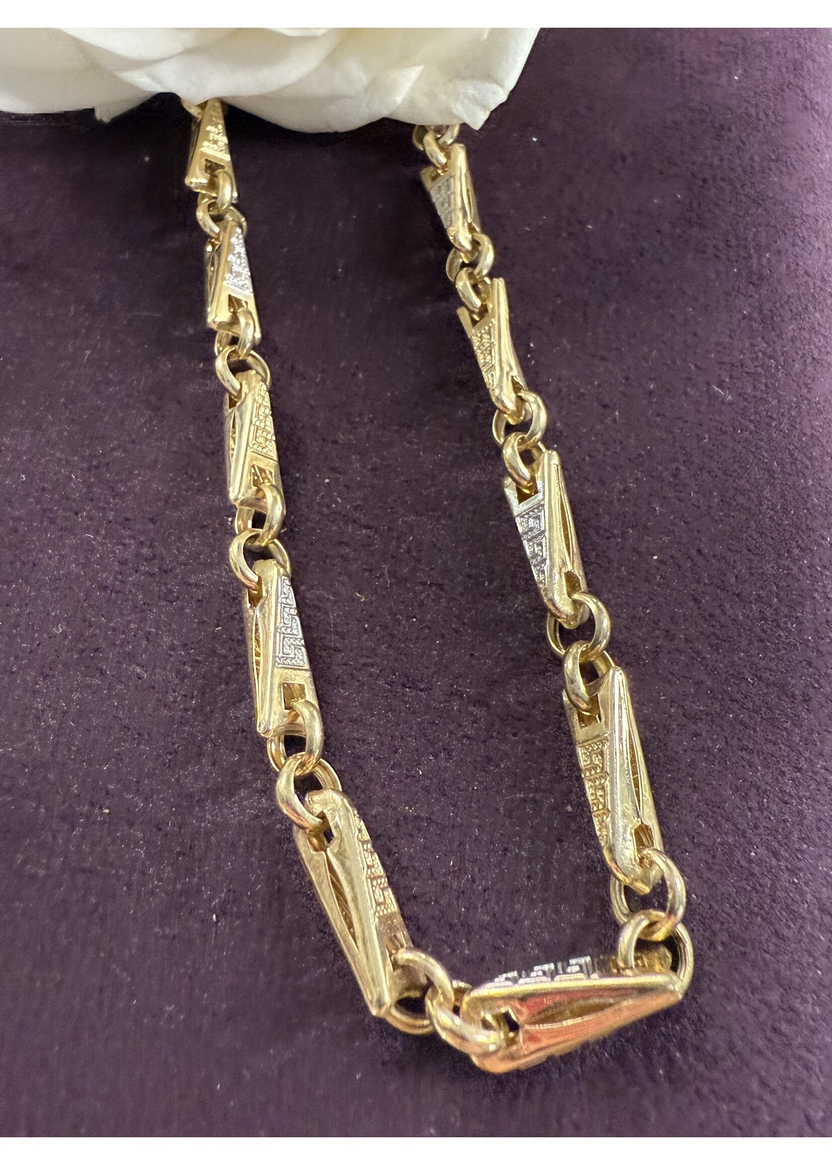 Vintage & Occasion Bicolor fantasie collier driehoek motief -lengte 60 cm