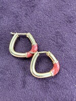 Vintage & Occasion Geelgouden 14k  vintage met rode emaille oorringen