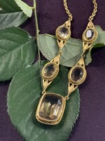 Vintage & Occasion Geelgouden vintage collier met citrien - lengte 45 cm