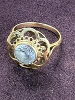 Vintage & Occasion Geelgouden ring met blauwe edelsteen - maat 17