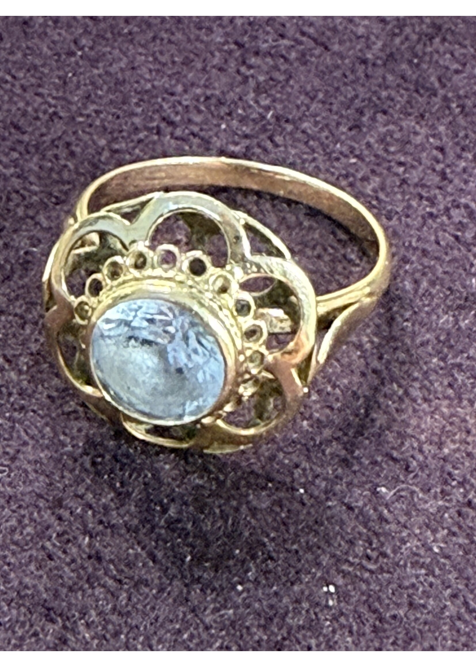 Vintage & Occasion Geelgouden ring met blauwe edelsteen - maat 17