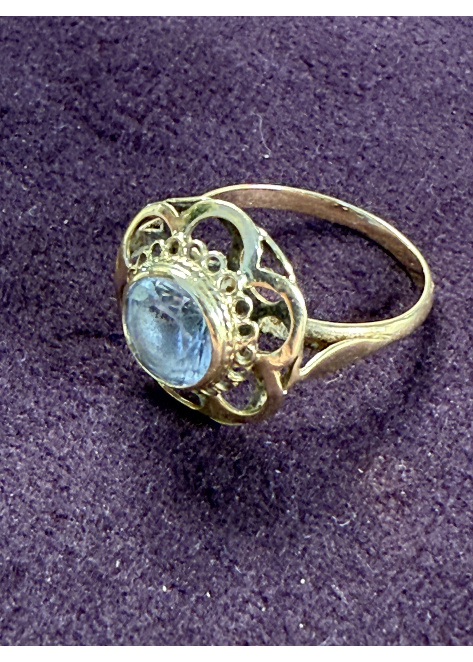 Vintage & Occasion Geelgouden ring met blauwe edelsteen - maat 17