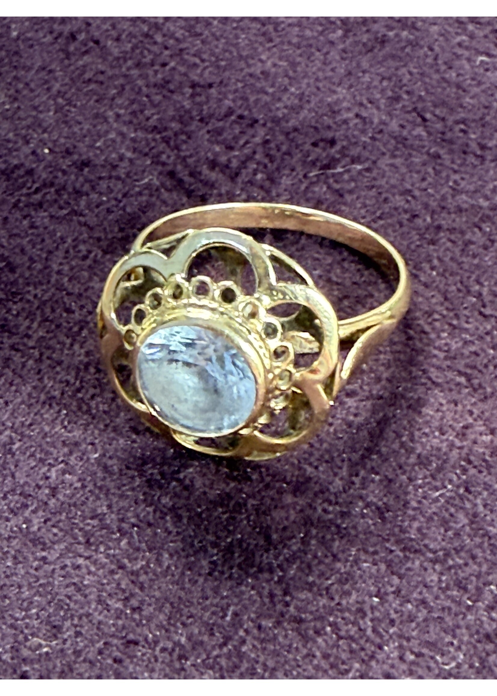 Vintage & Occasion Geelgouden ring met blauwe edelsteen - maat 17