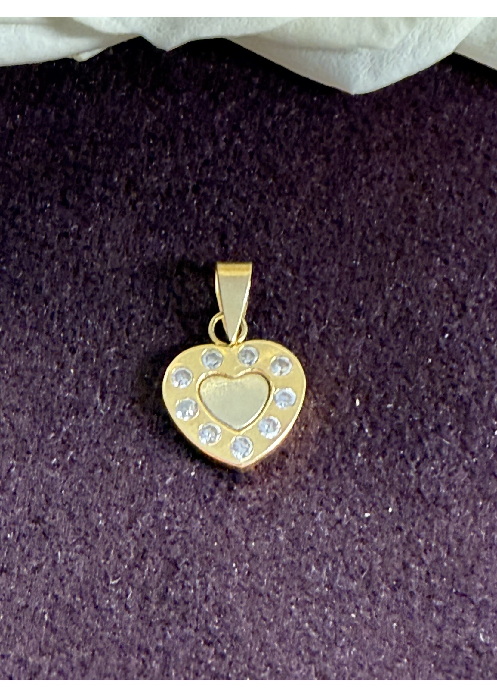Vintage & Occasion Geelgouden hanger 14k hartje met zirkonia