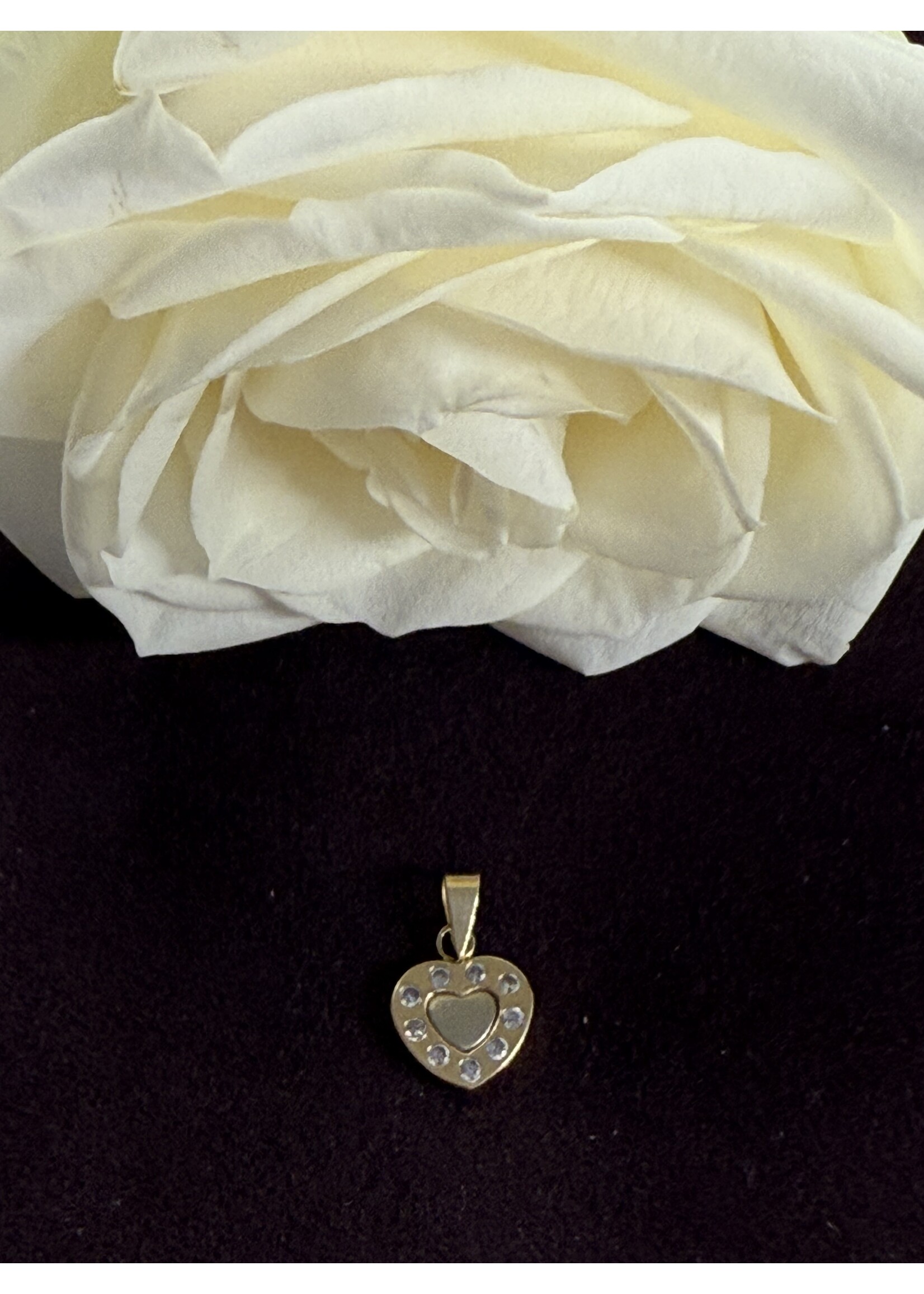 Vintage & Occasion Geelgouden hanger 14k hartje met zirkonia