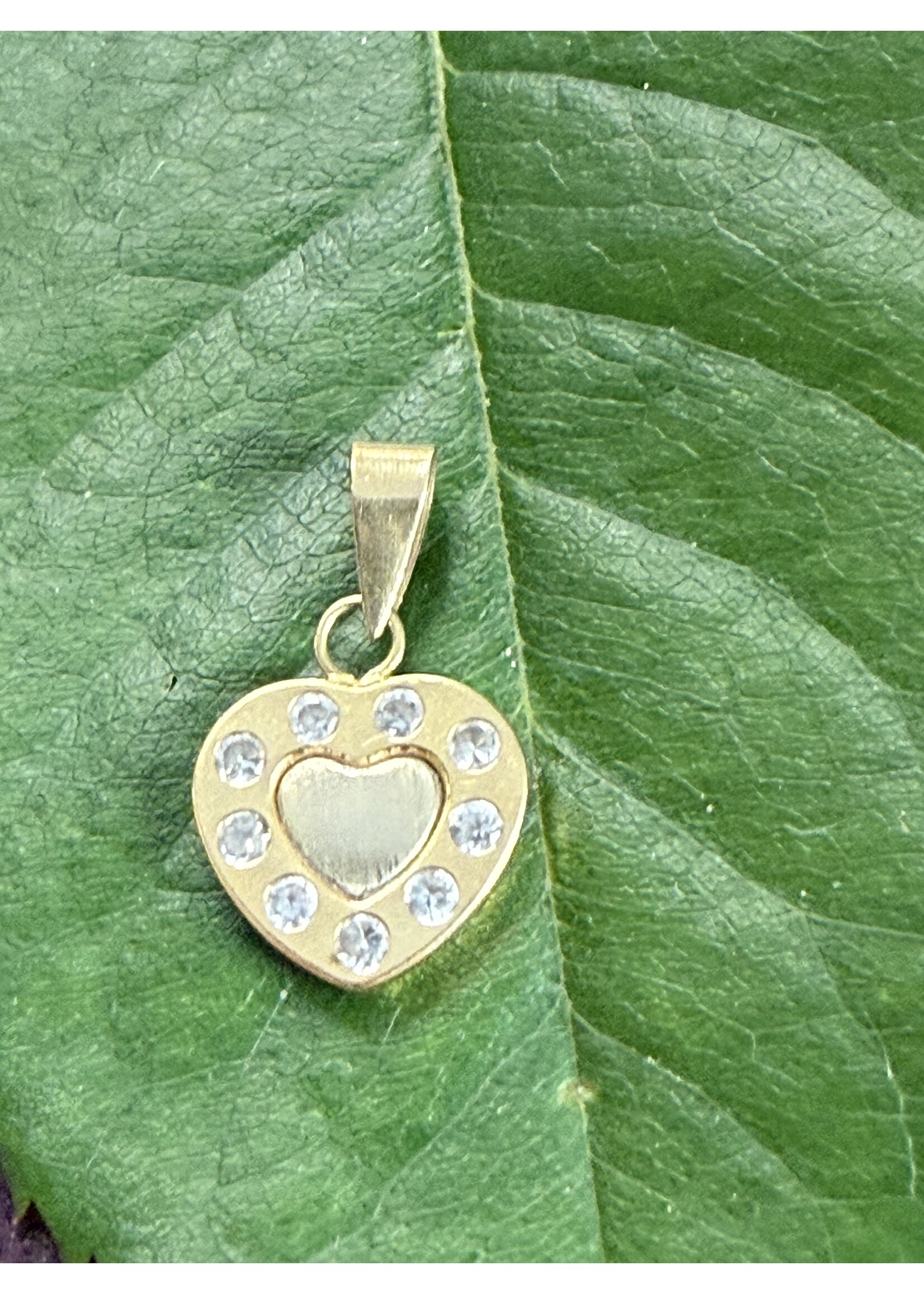 Vintage & Occasion Geelgouden hanger 14k hartje met zirkonia