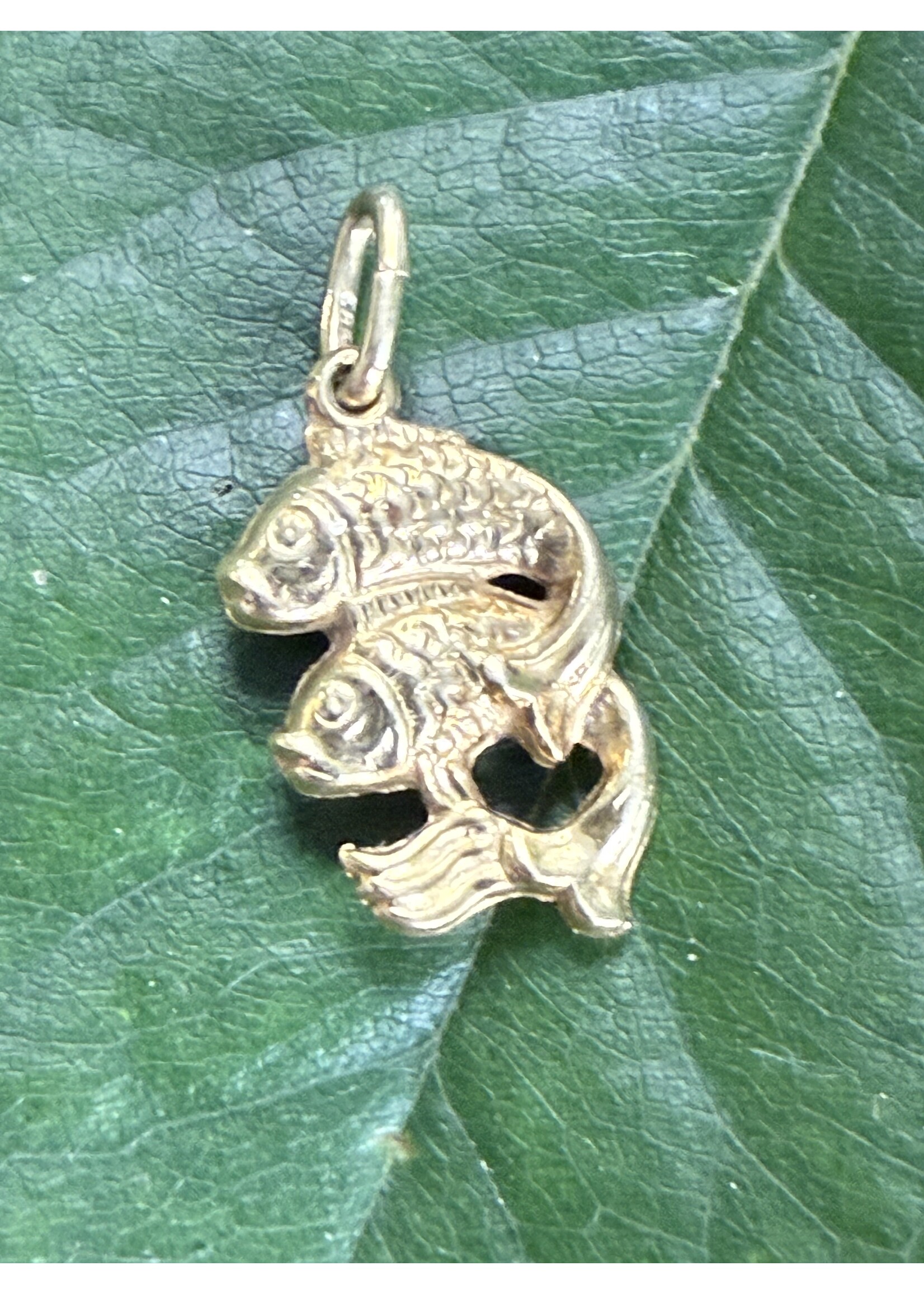 Vintage & Occasion Geelgouden  14 k sterrenbeeld hanger vissen