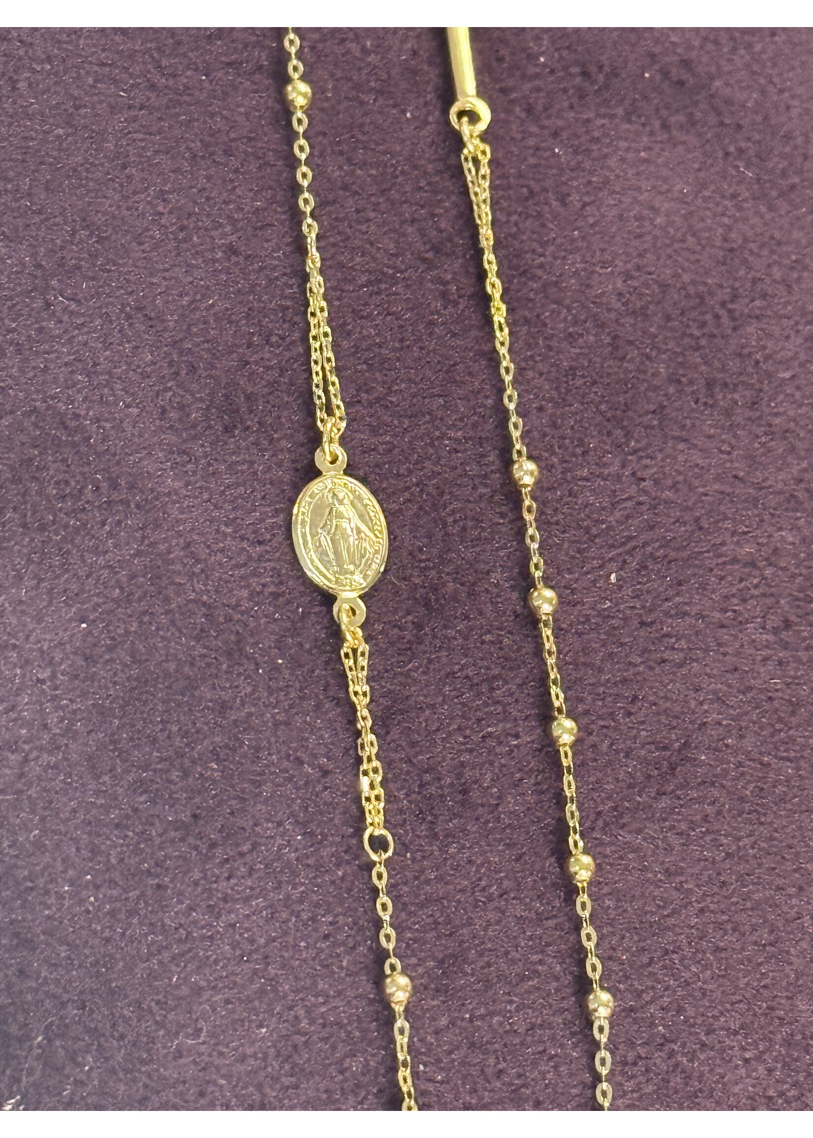 Vintage & Occasion Geelgouden collier met kruisje en Maria 41 tm 45 cm