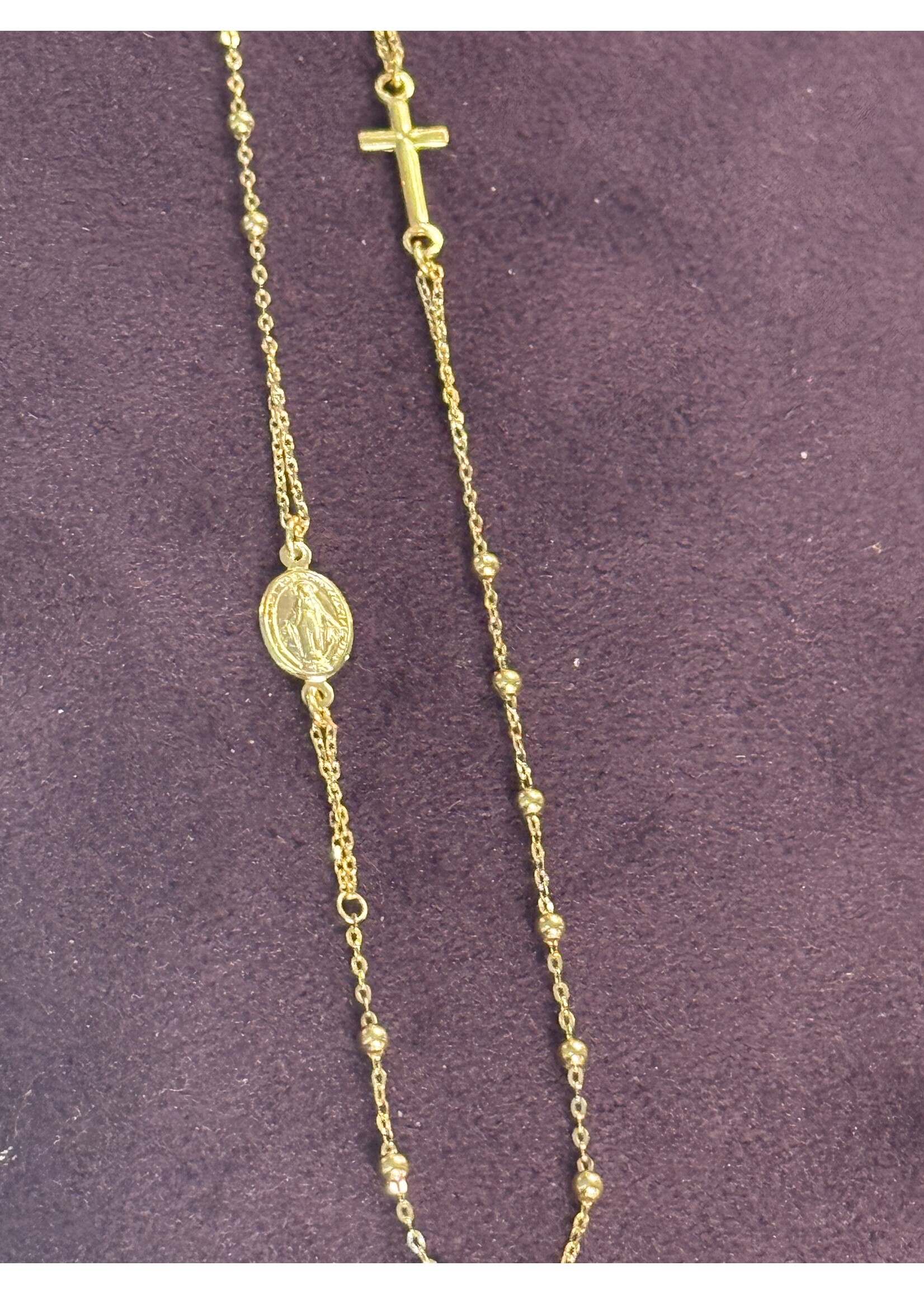 Vintage & Occasion Geelgouden collier met kruisje en Maria 41 tm 45 cm