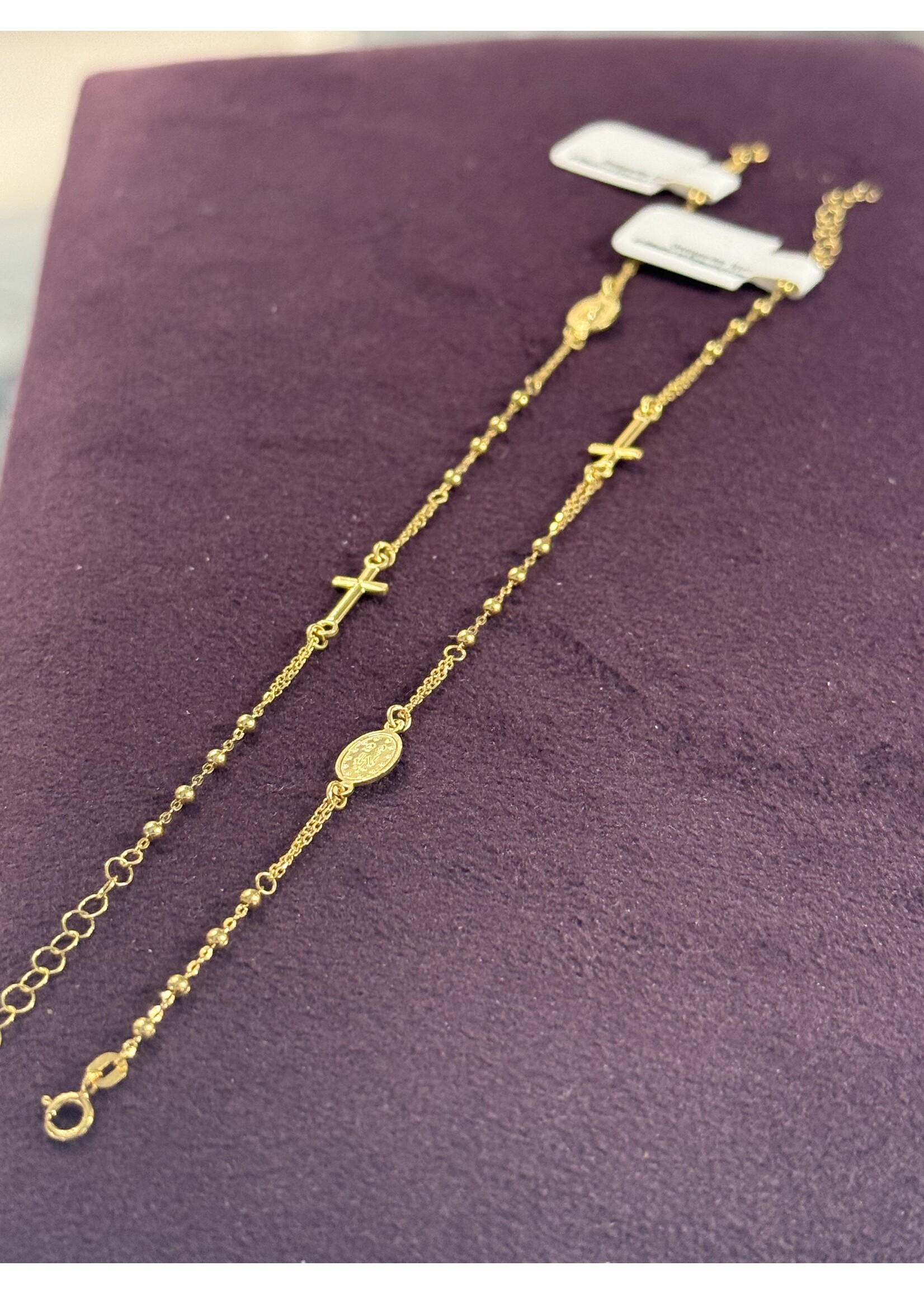 Vintage & Occasion Geelgouden collier met kruisje en Maria 41 tm 45 cm