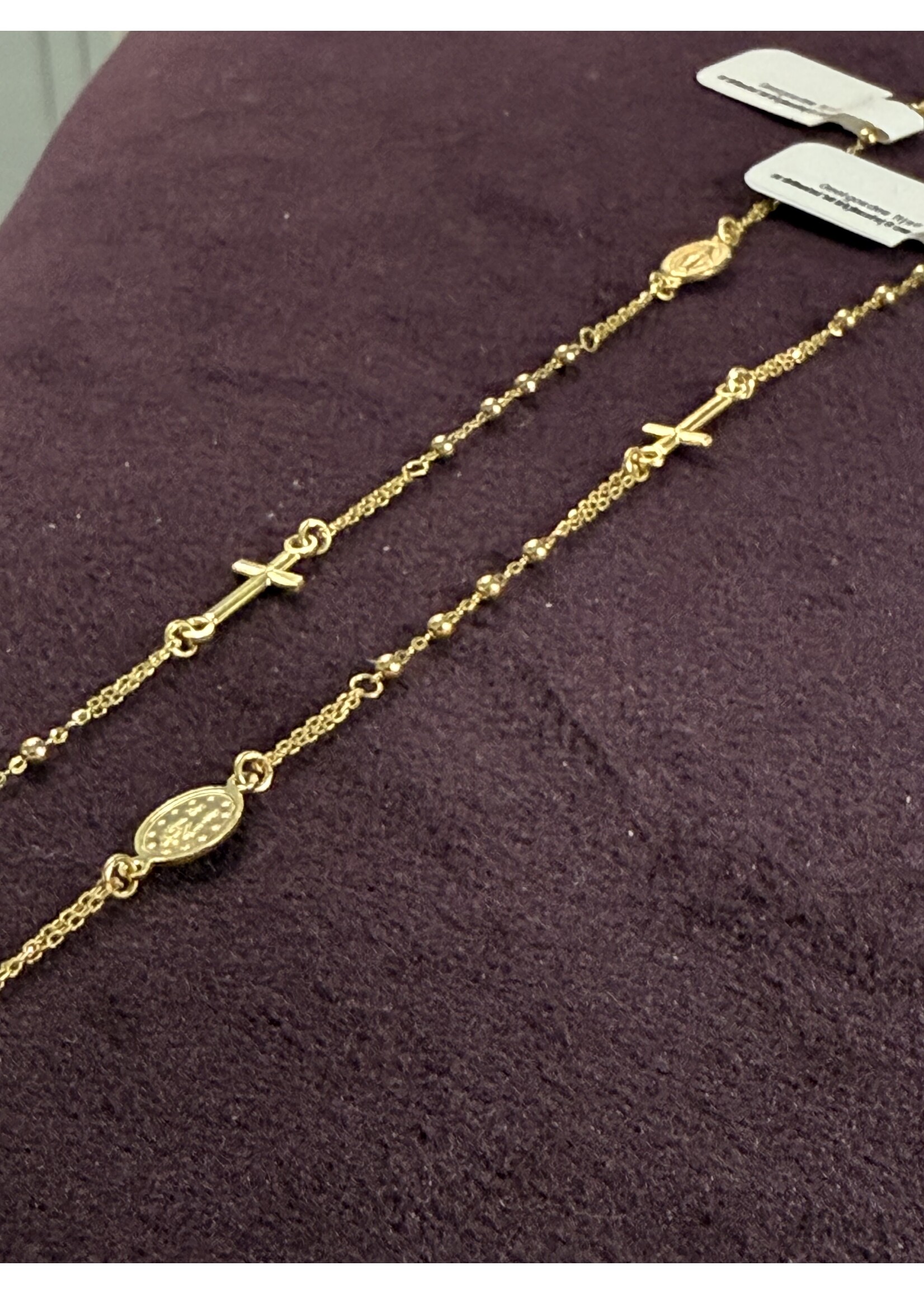 Vintage & Occasion Geelgouden collier met kruisje en Maria 41 tm 45 cm
