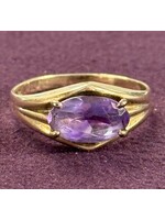 Vintage & Occasion Geelgouden ring met amethist - maat 19.5