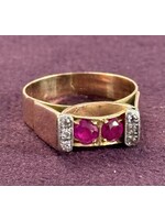 Vintage & Occasion Vintage ring met robijn en diamant - maat 18