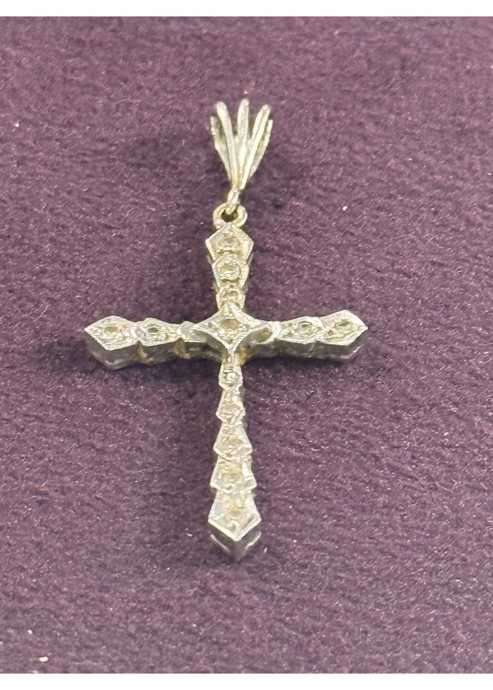 Vintage & Occasion Witgouden 14k  kruis met briljant bezet