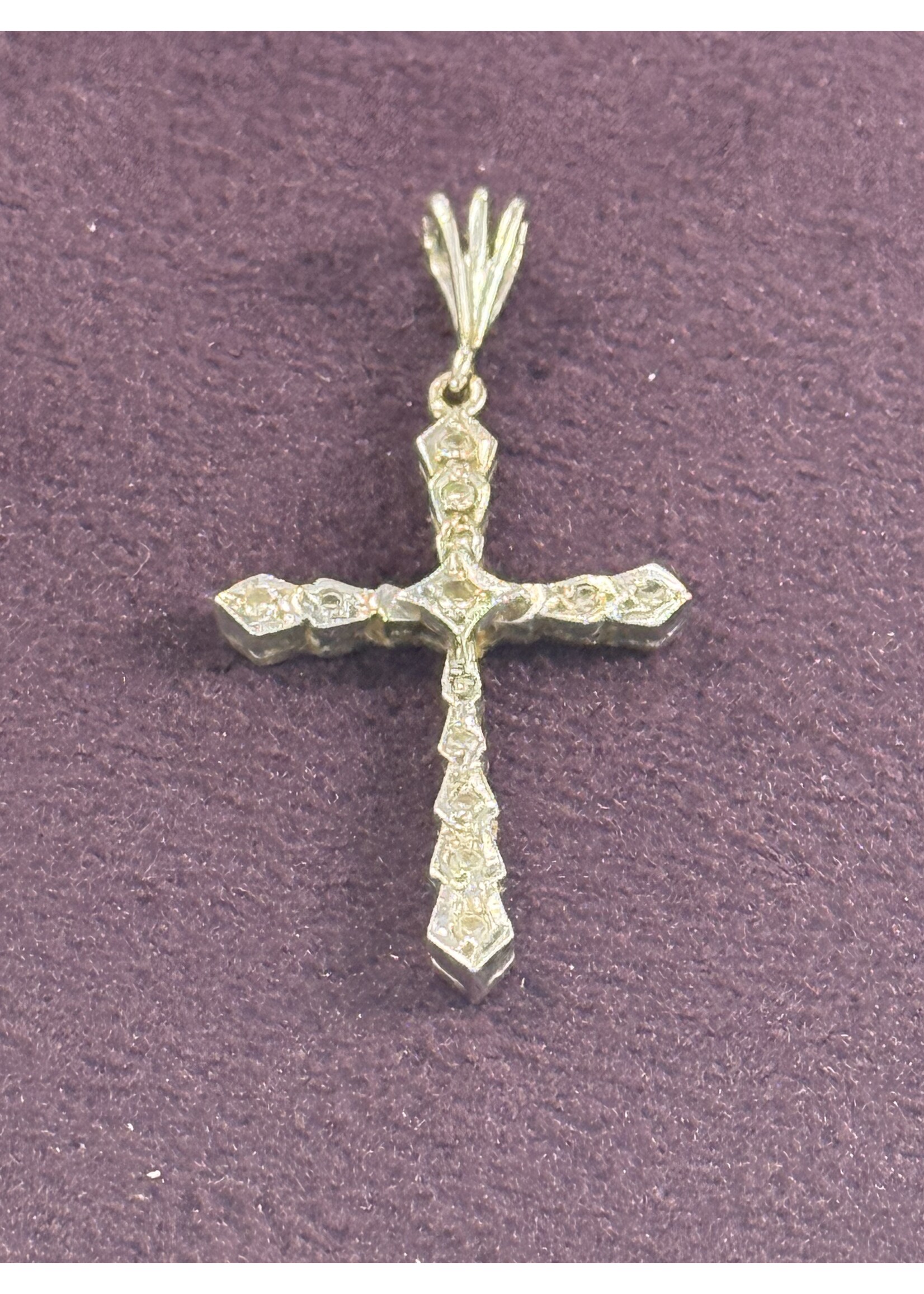 Vintage & Occasion Witgouden 14k  kruis met briljant bezet