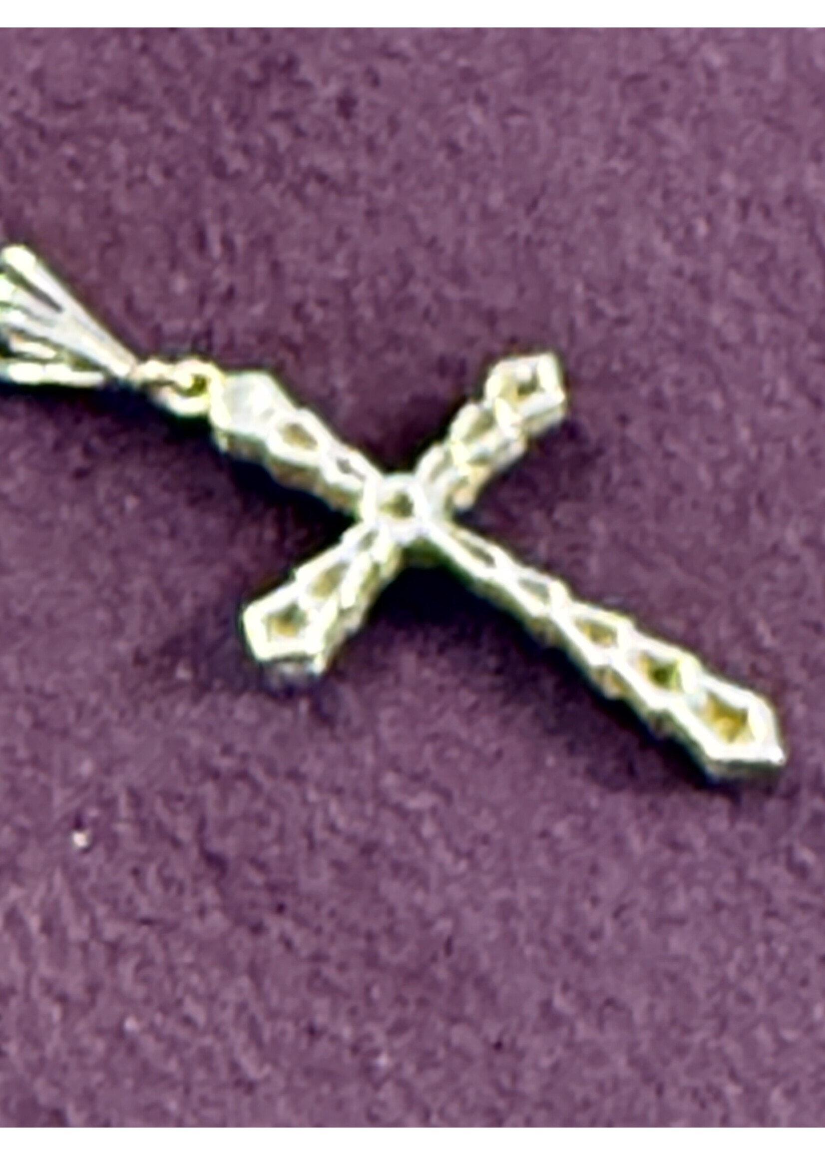 Vintage & Occasion Witgouden 14k  kruis met briljant bezet