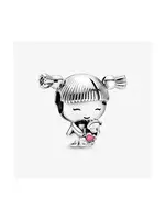 Vintage & Occasion Pandora - Meisje met emaille hartje bedel zilver - 798016