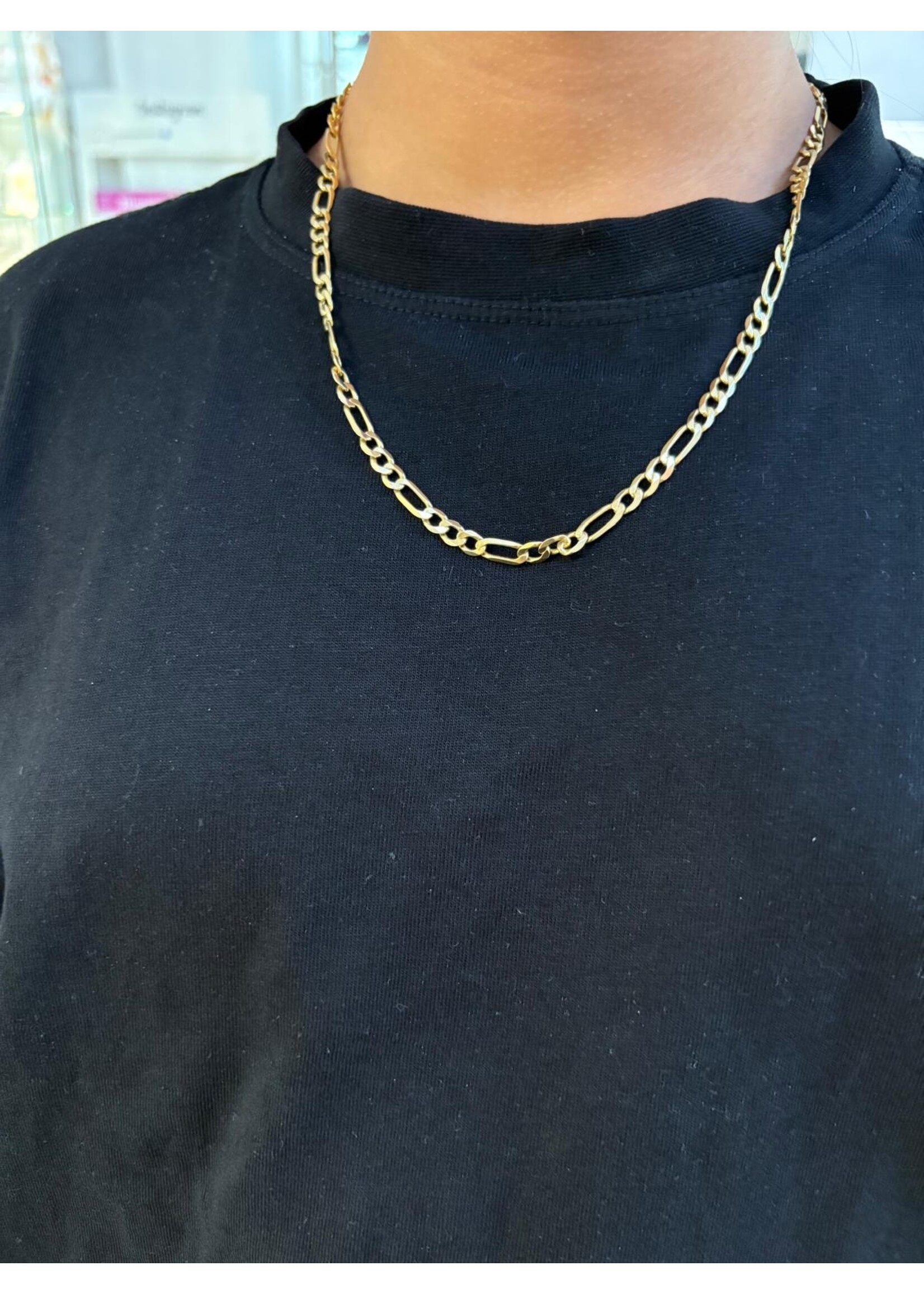 Vintage & Occasion Geelgouden ketting figaro massief 14k 52cm